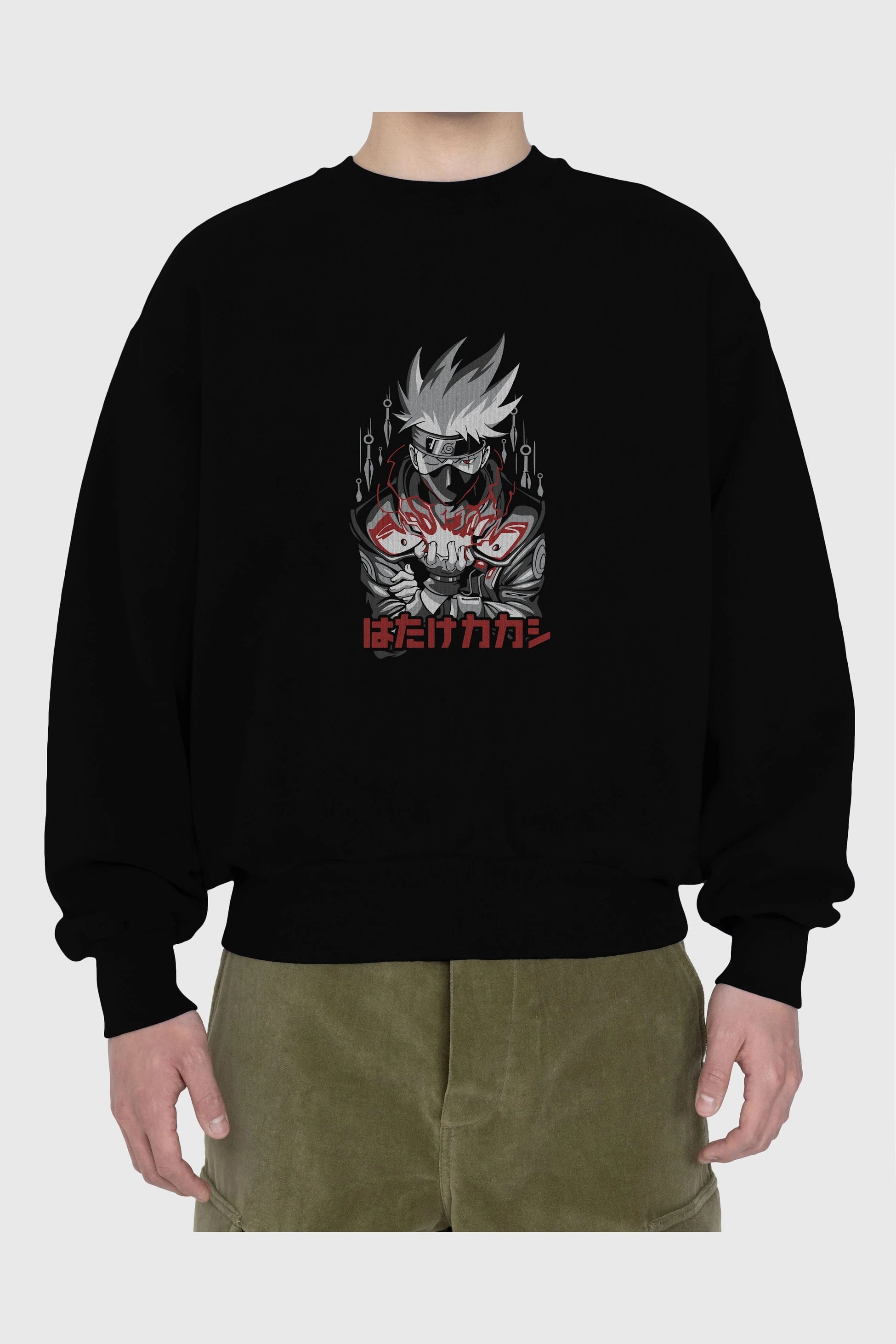 KAKASHI HATAKE NARUTO 1 Anime Ön Baskılı Oversize Sweatshirt Erkek Kadın Unisex
