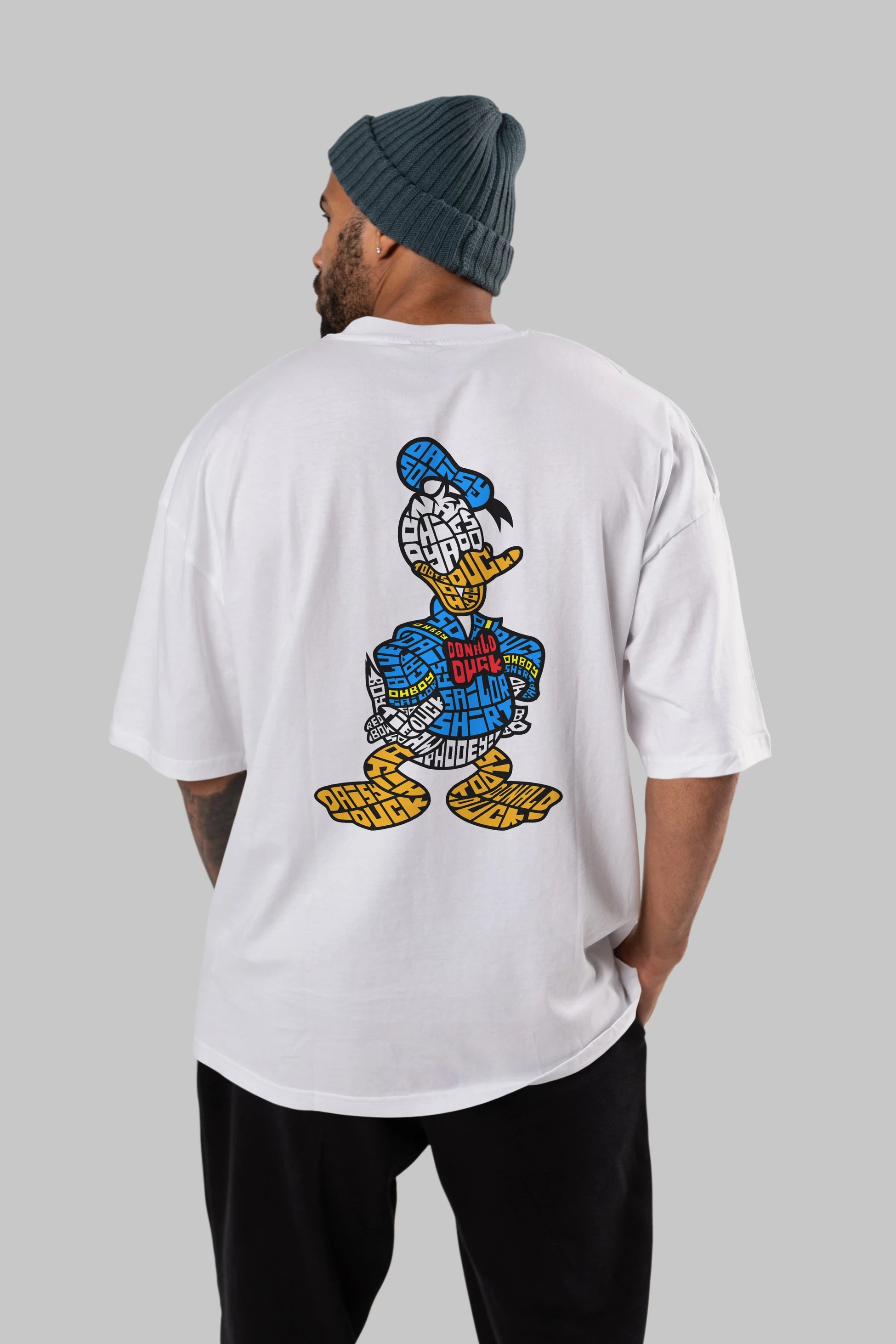 Donald Arka Baskılı Oversize t-shirt %100 pamuk Erkek Kadın Unisex