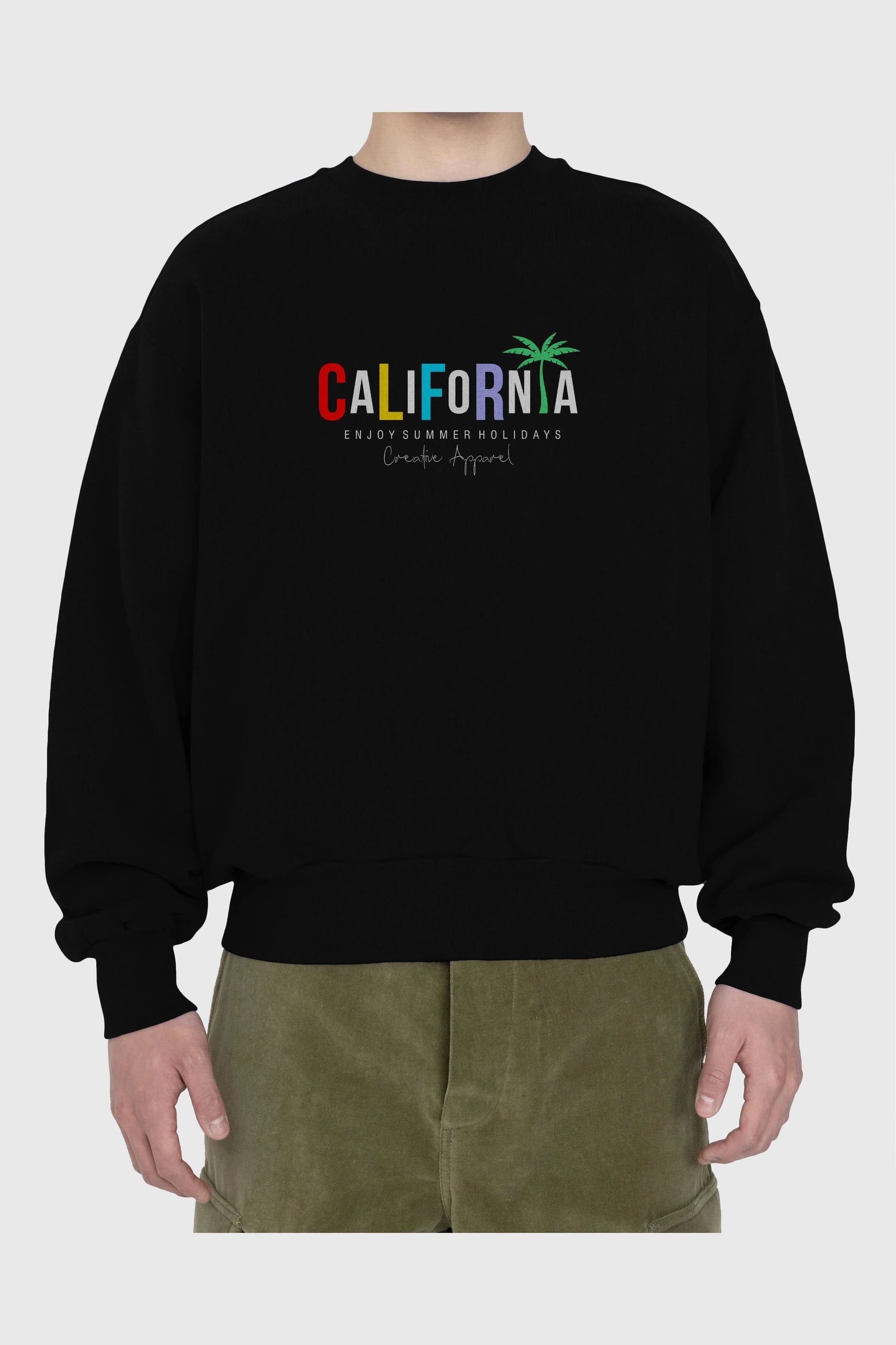 California 2 Ön Baskılı Oversize Sweatshirt Erkek Kadın Unisex