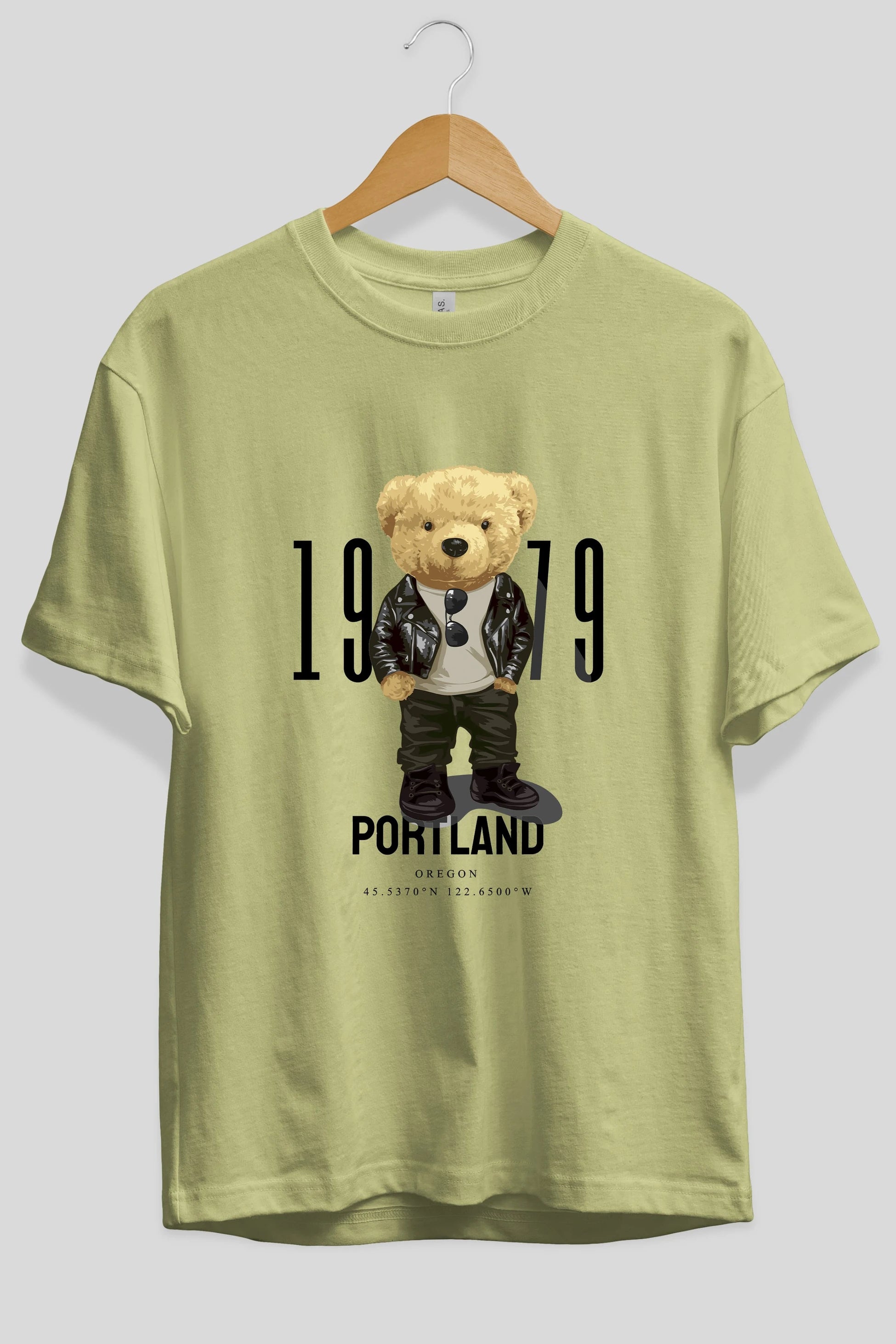 Teddy Bear Portland Ön Baskılı Oversize t-shirt Erkek Kadın Unisex %100 Pamuk