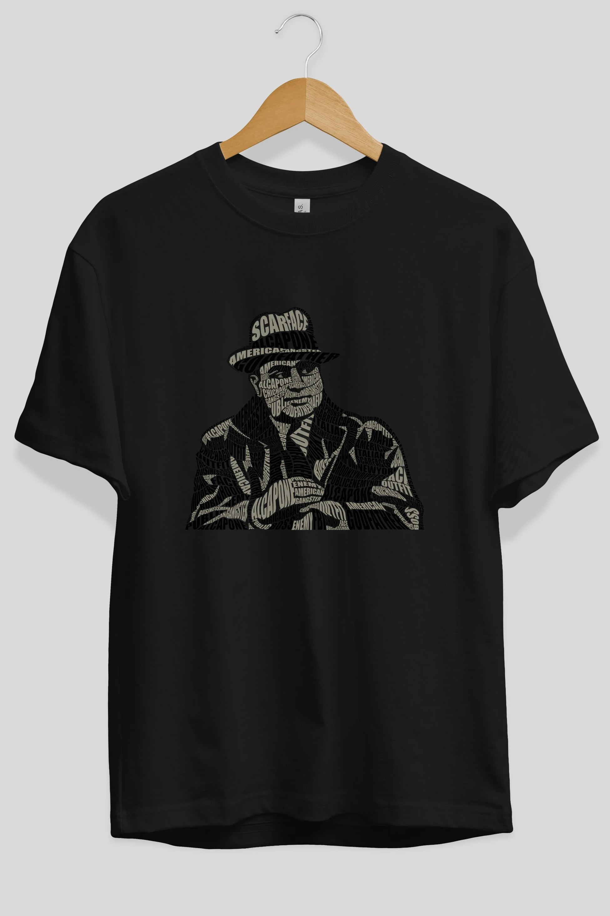 Al Capone Calligram Ön Baskılı Oversize t-shirt %100 pamuk Erkek Kadın Unisex
