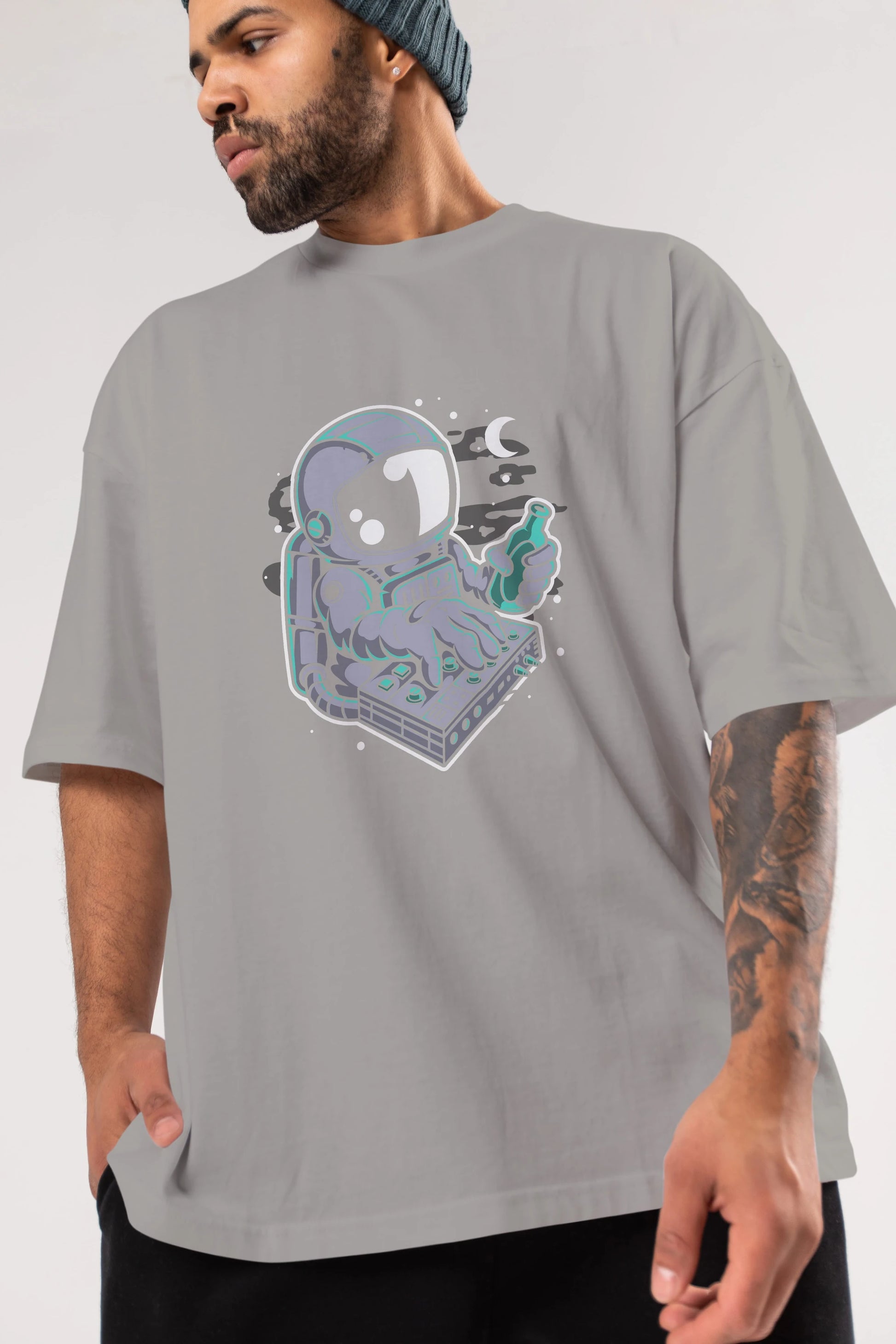 Astronaut Synth Ön Baskılı Oversize t-shirt Erkek Kadın Unisex
