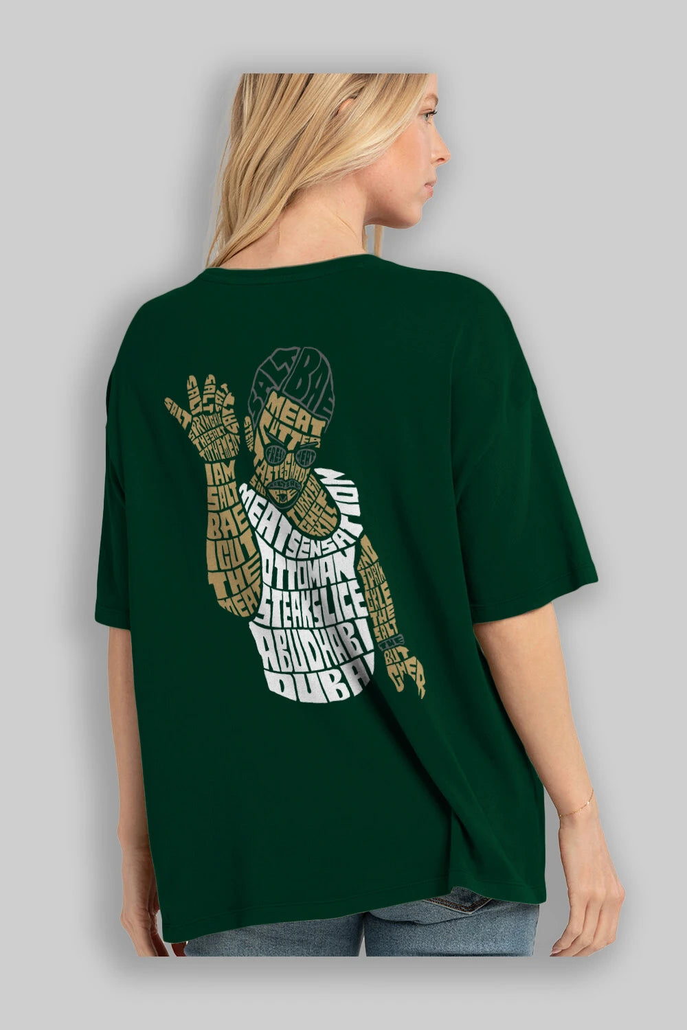 Salt Bae Arka Baskılı Oversize t-shirt %100 pamuk Erkek Kadın Unisex