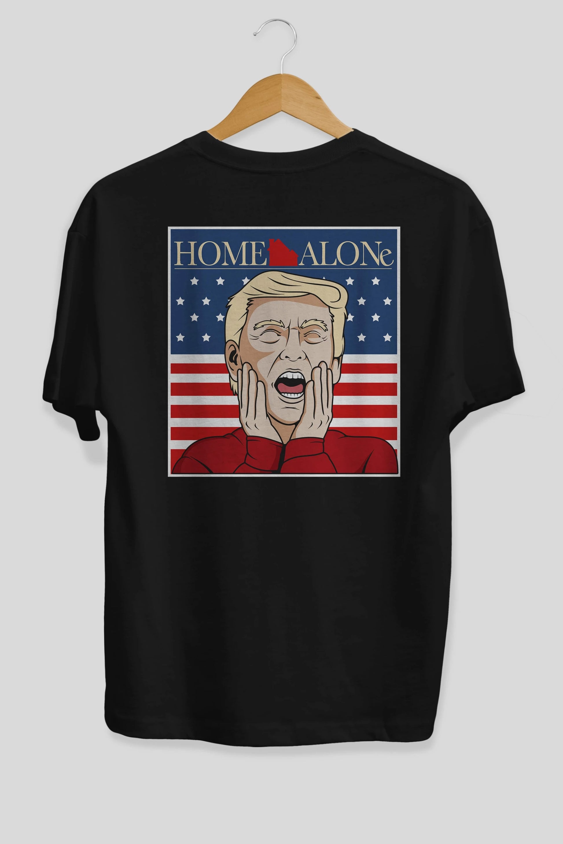 Home Alone Trump Arka Baskılı Oversize t-shirt Erkek Kadın Unisex %100 Pamuk tişort