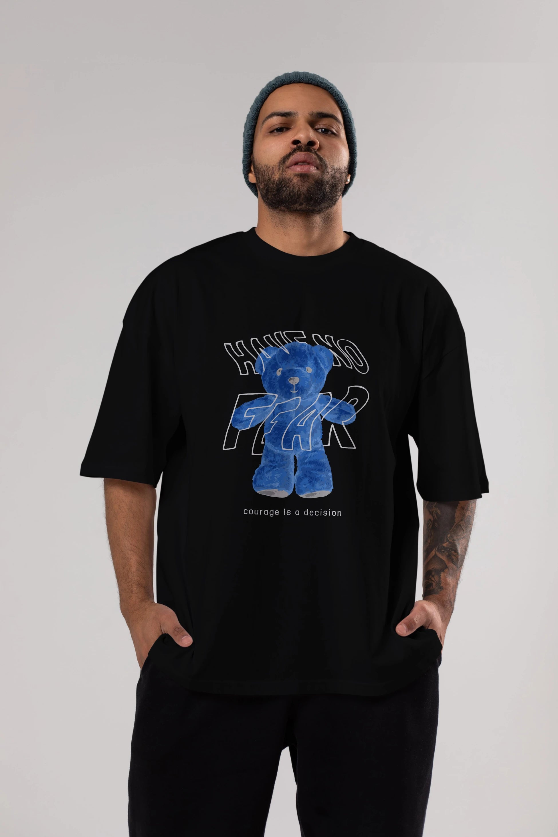 Have no Fear Bear Ön Baskılı Oversize t-shirt Erkek Kadın Unisex