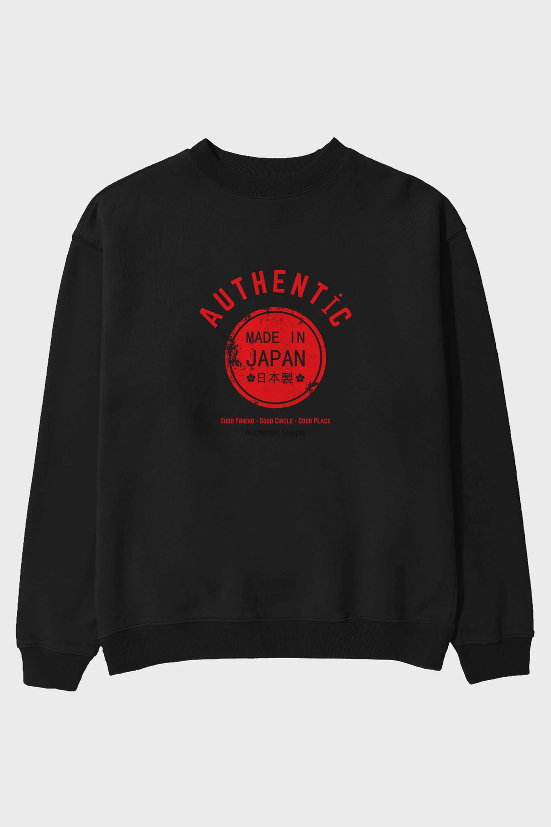 Authentic Japan Style Ön Baskılı Oversize Sweatshirt Erkek Kadın Unisex