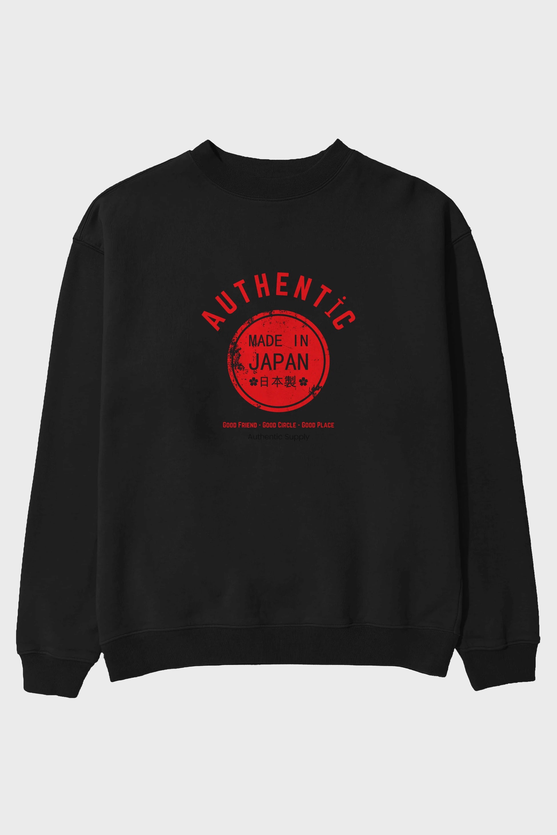 Authentic Japan Style Ön Baskılı Oversize Sweatshirt Erkek Kadın Unisex