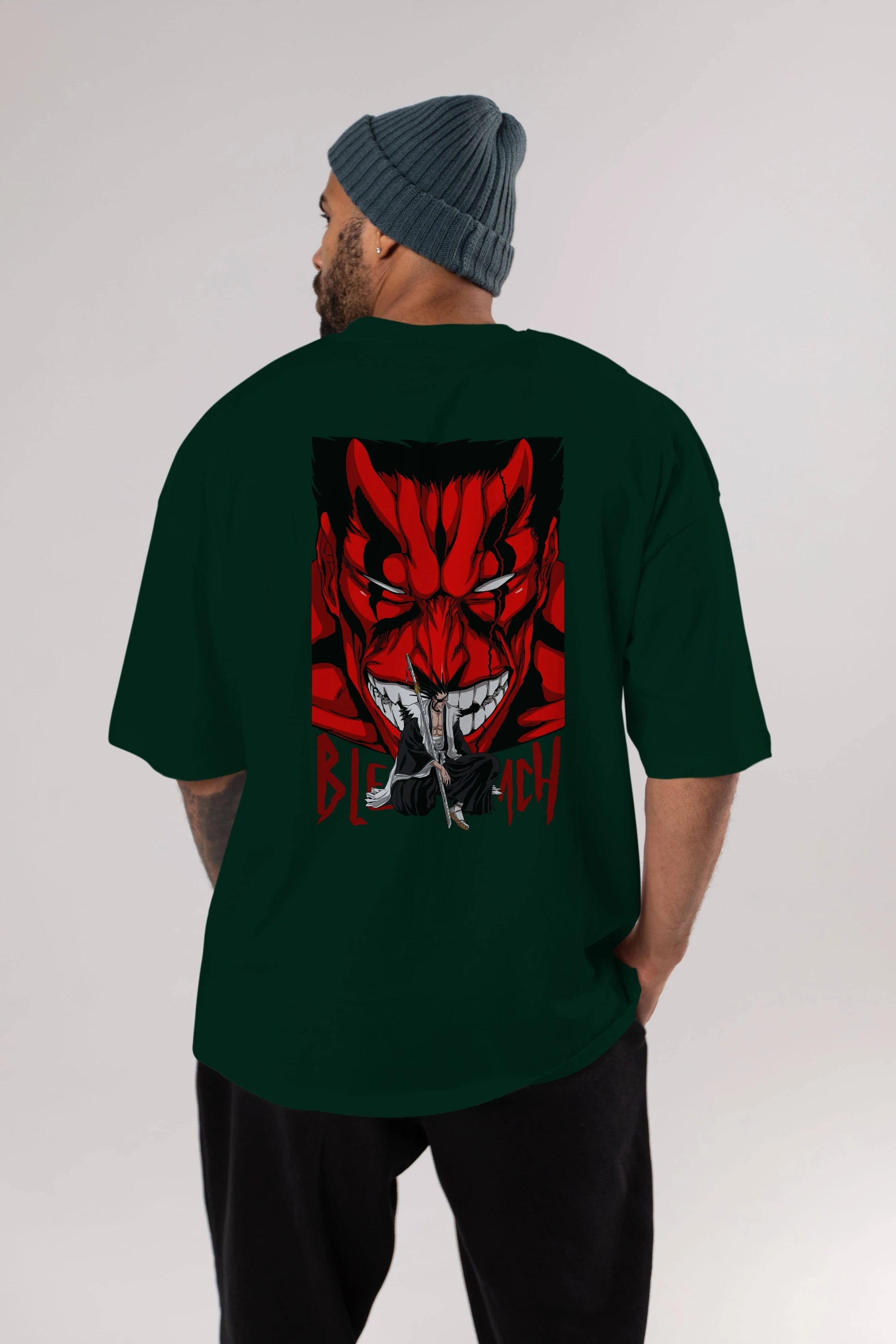KENPACHI ZARAKI BLEACH Anime Arka Baskılı Oversize t-shirt Erkek Kadın Unisex