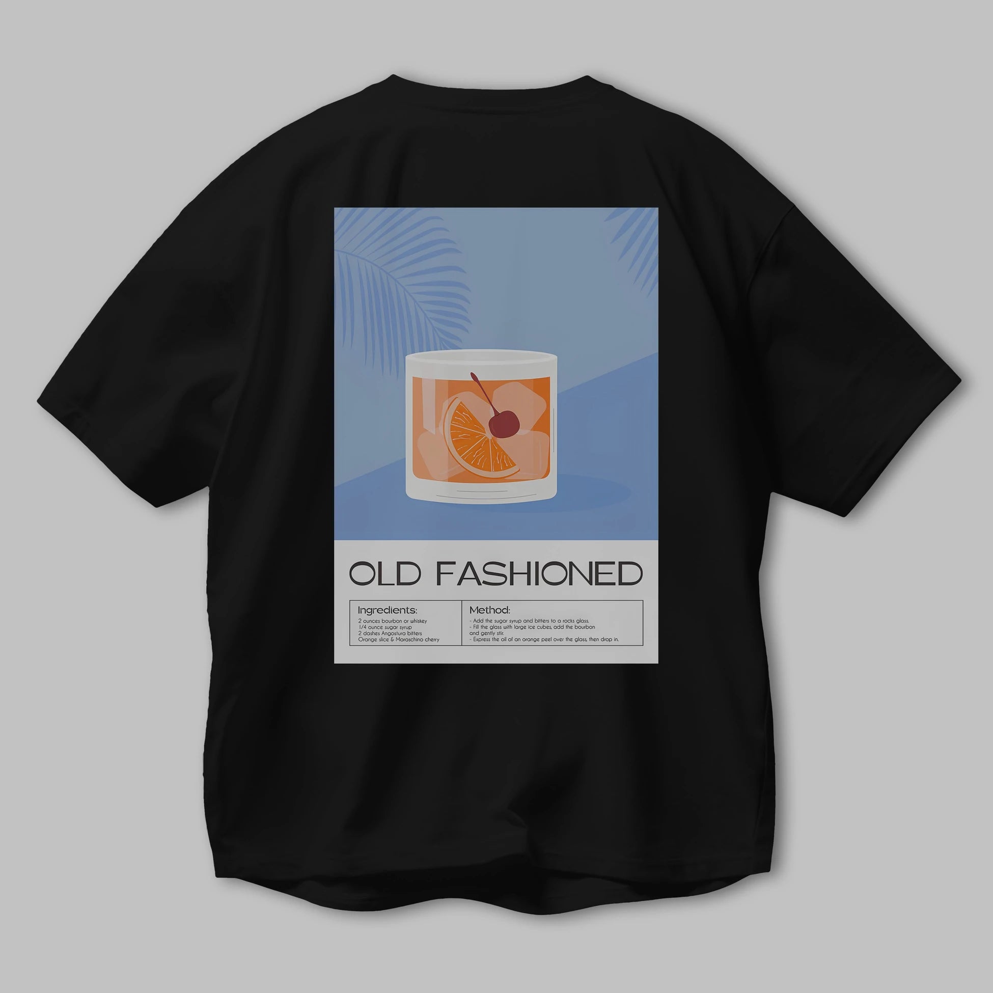 Old Fashioned 3 Arka Baskılı Oversize t-shirt Erkek Kadın Unisex %100 Pamuk Bisiklet Yaka tişort