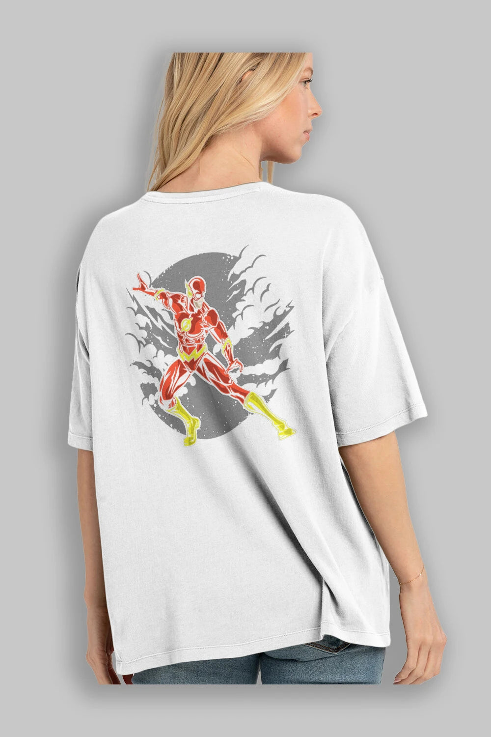 The Flash Arka Baskılı Oversize t-shirt Erkek Kadın Unisex %100 Pamuk