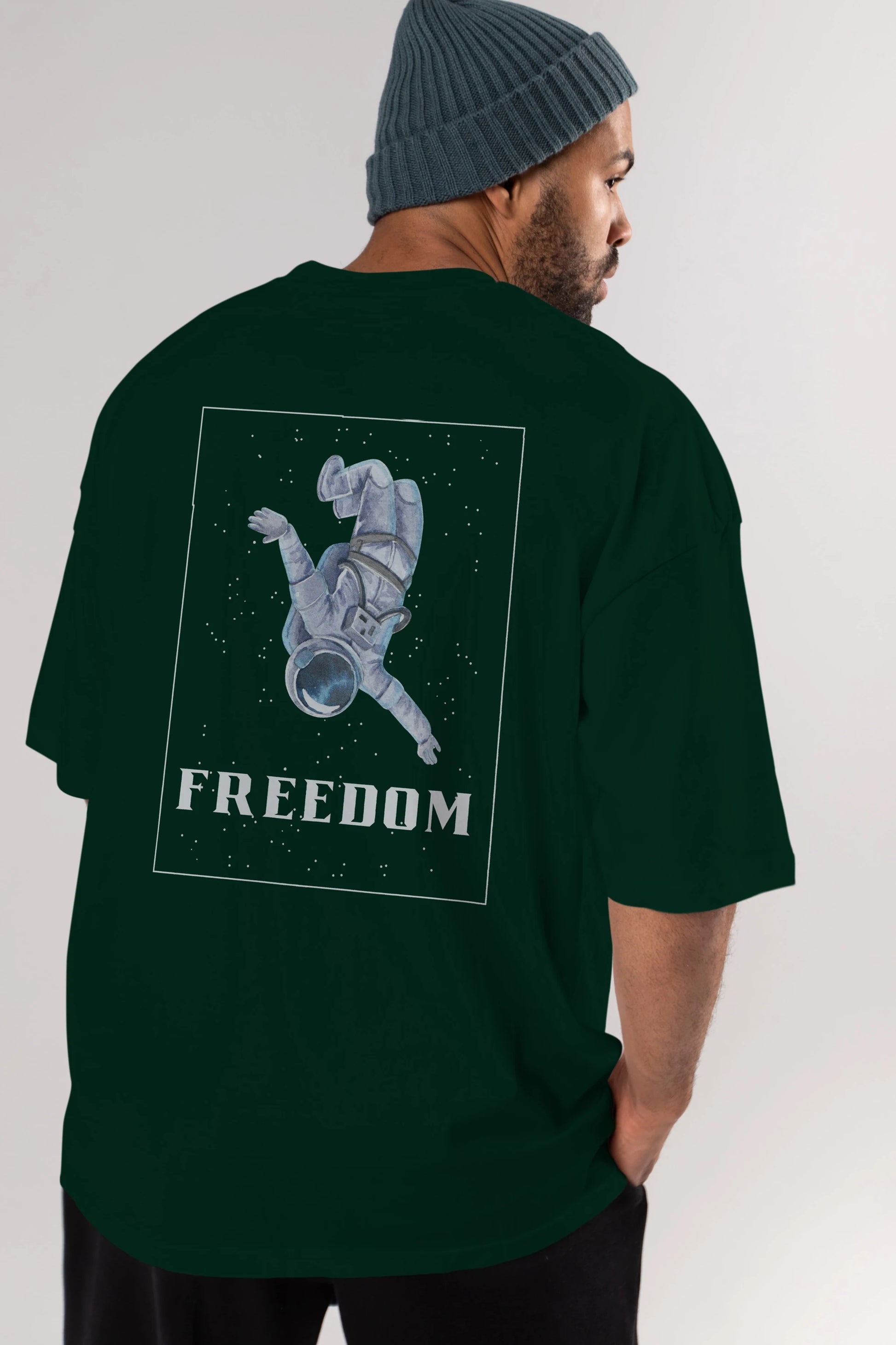 Freedom Astronaut Arka Baskılı Oversize t-shirt Erkek Kadın Unisex