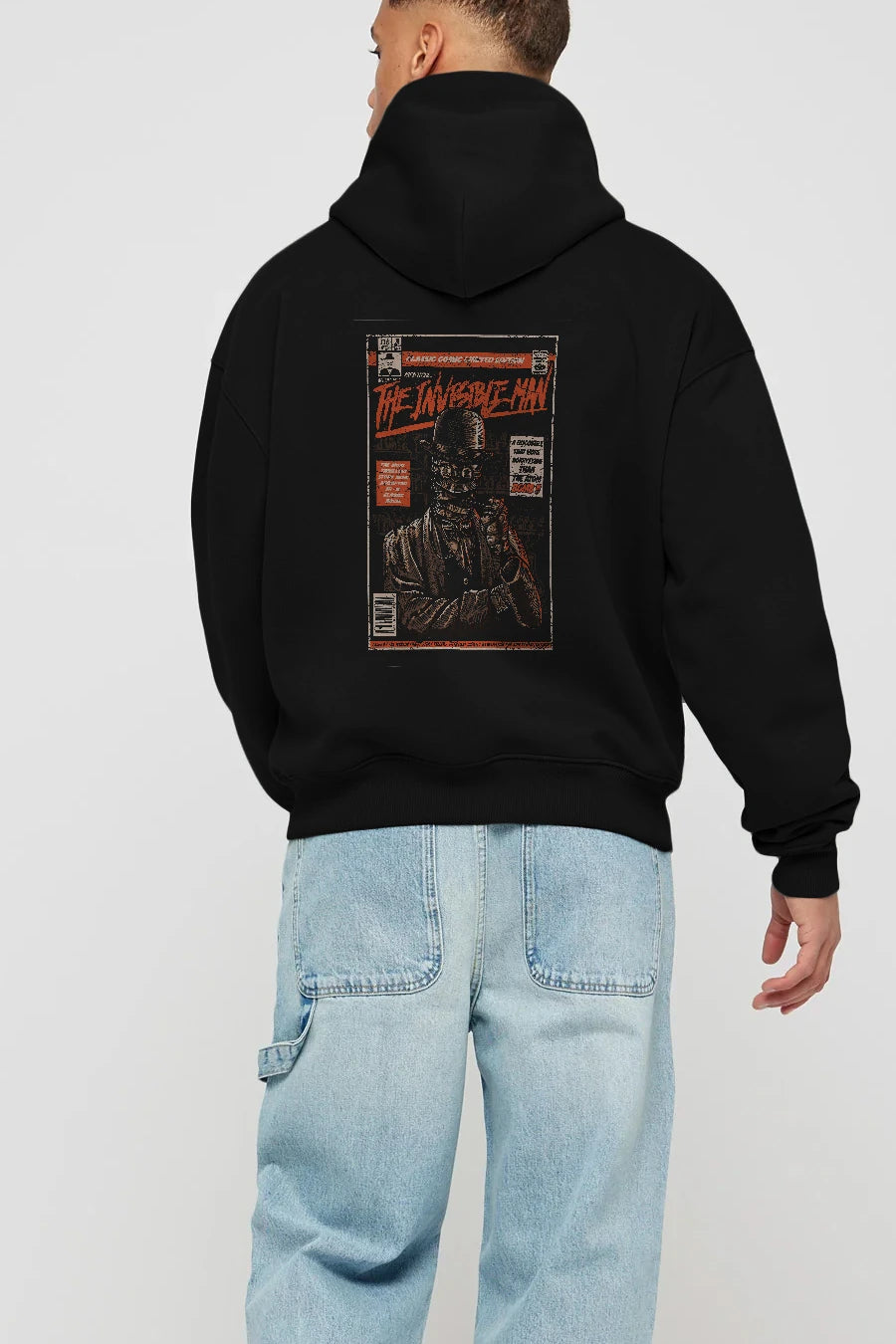 The Invisible Man Arka Baskılı Hoodie Oversize Kapüşonlu Sweatshirt Erkek Kadın Unisex