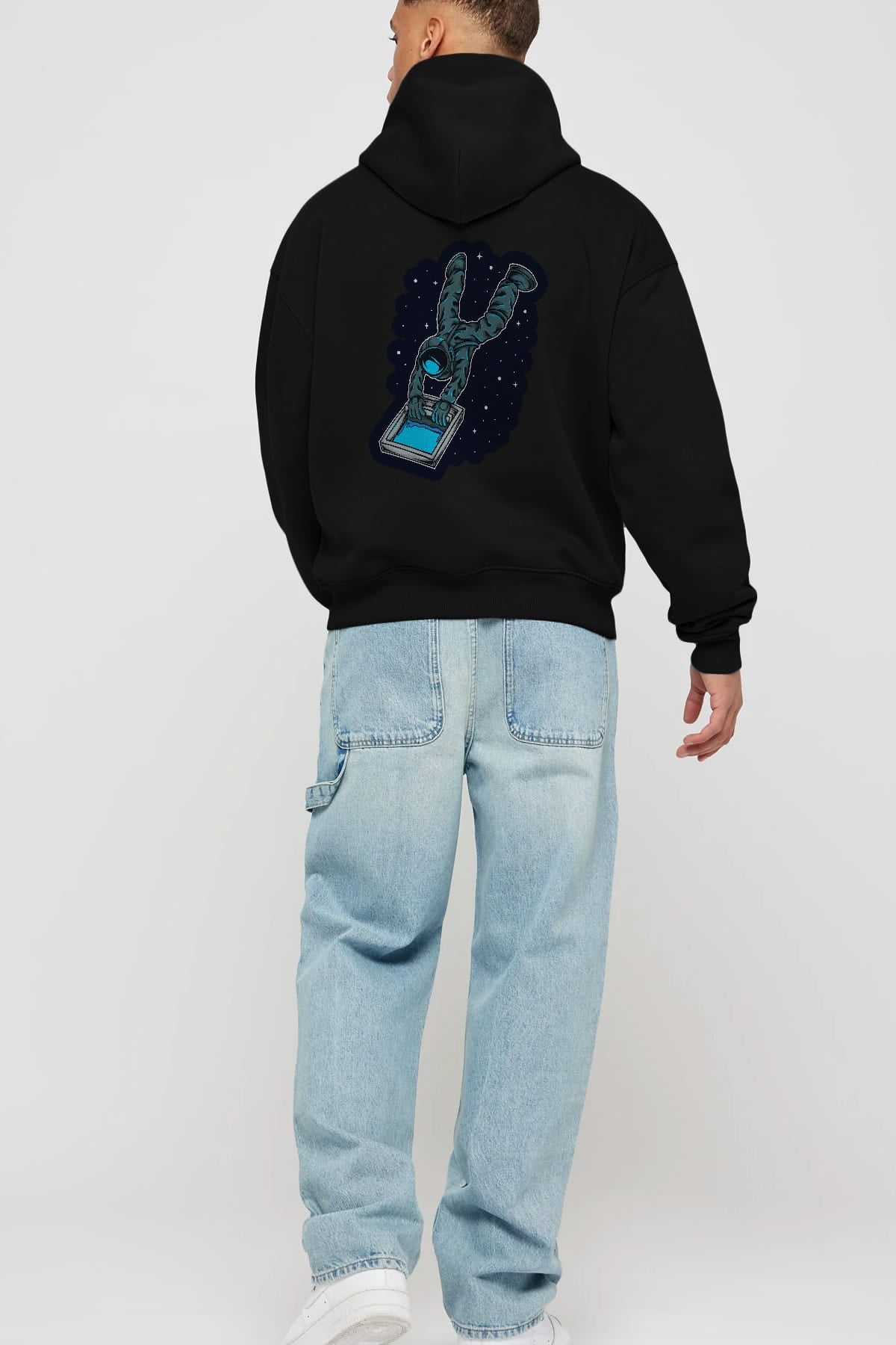 Astroscreen Sticker Arka Baskılı Hoodie Oversize Kapüşonlu Sweatshirt Erkek Kadın Unisex