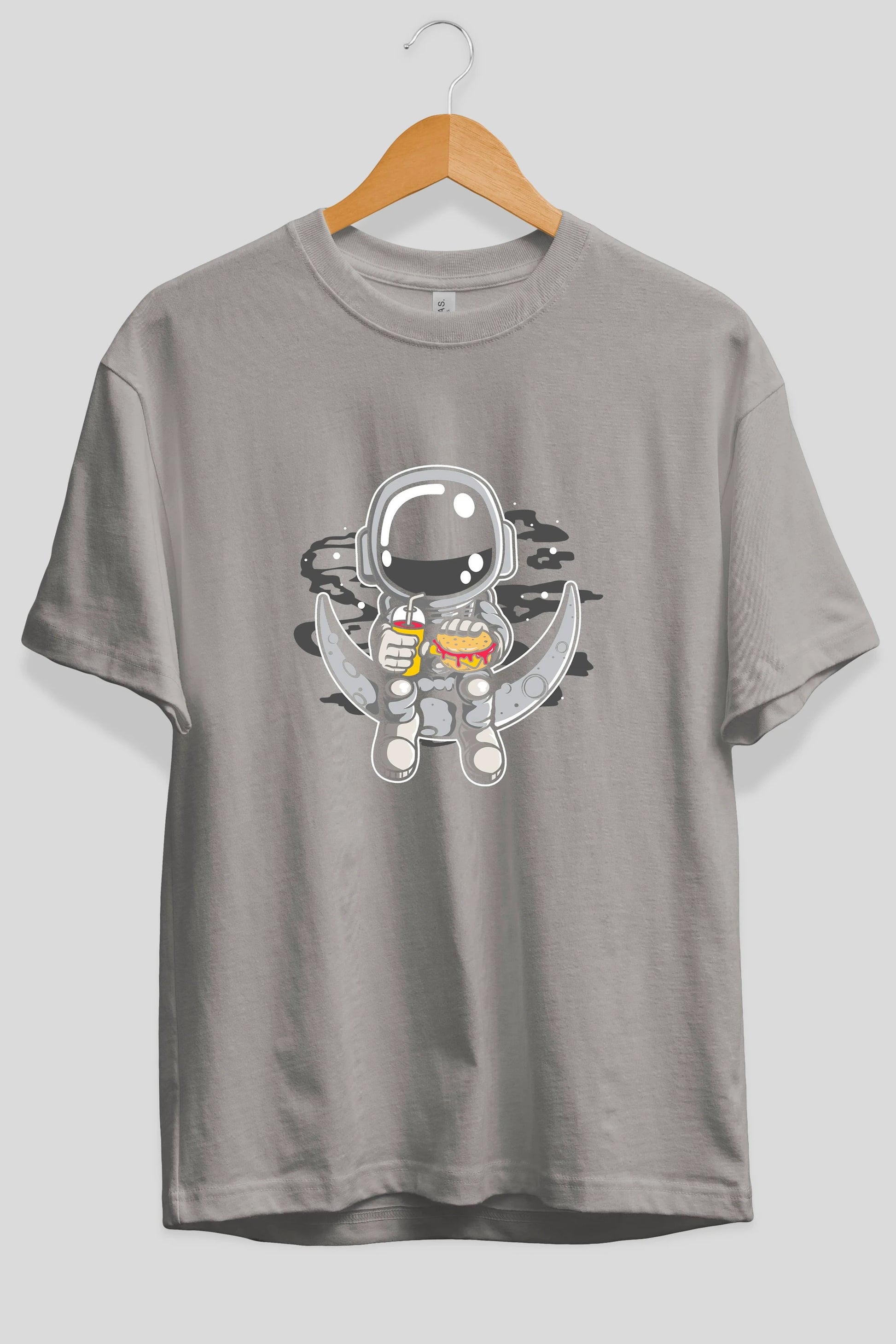Astronaut Crescent Ön Baskılı Oversize t-shirt Erkek Kadın Unisex
