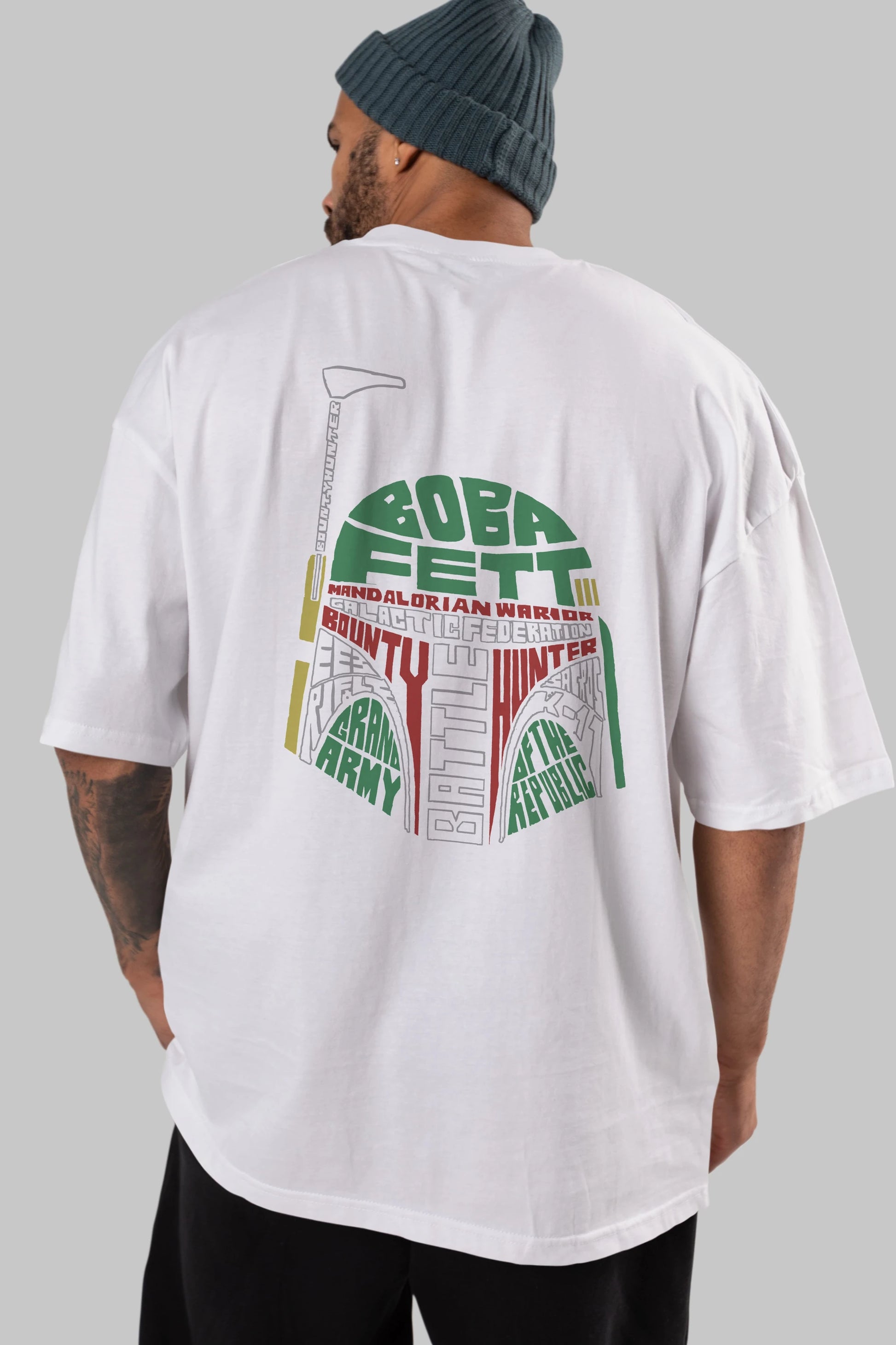 Boba Fett (2) Arka Baskılı Oversize t-shirt %100 pamuk Erkek Kadın Unisex