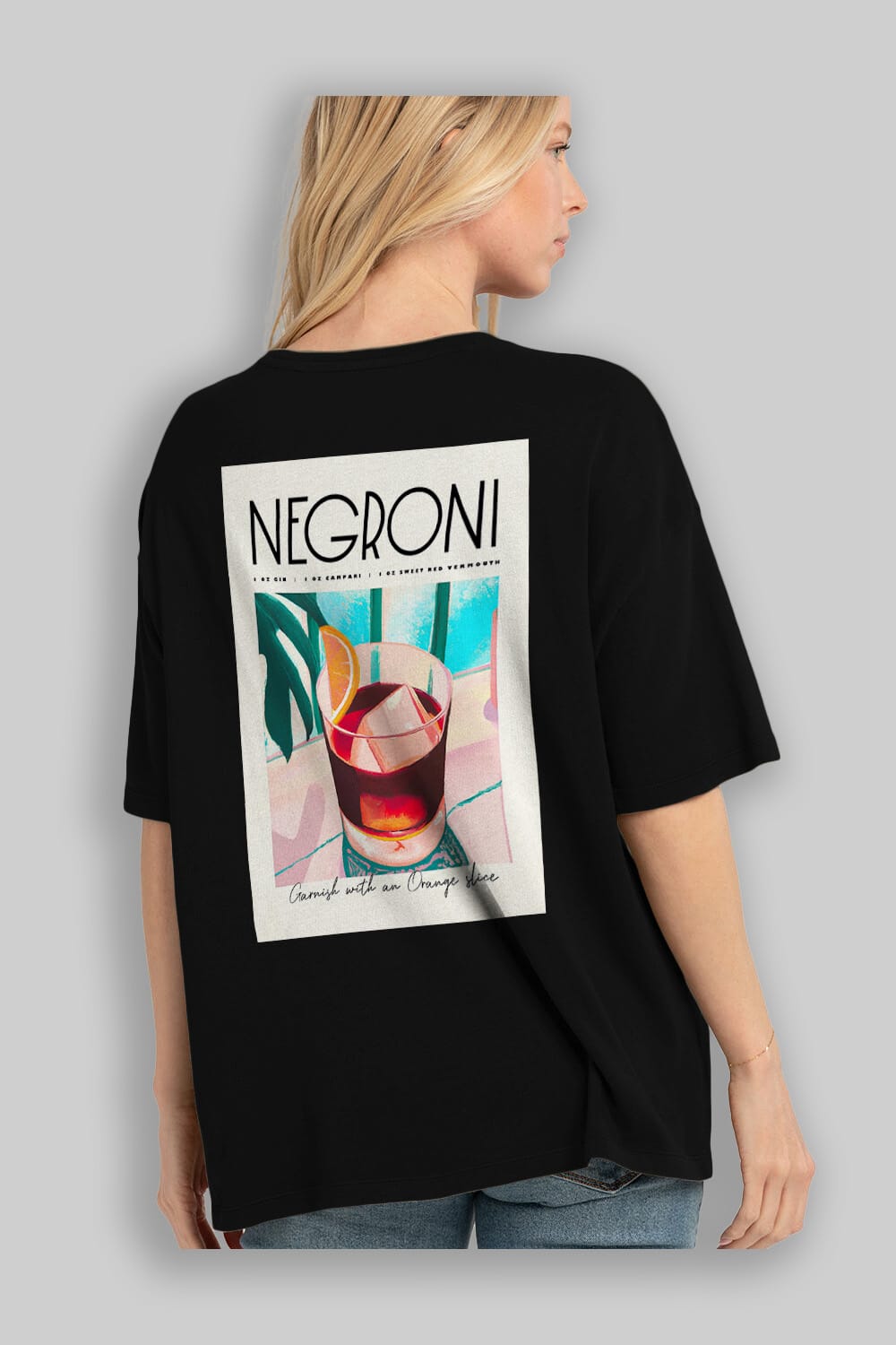 Negroni 4 Arka Baskılı Oversize t-shirt Erkek Kadın Unisex %100 Pamuk Bisiklet Yaka tişort
