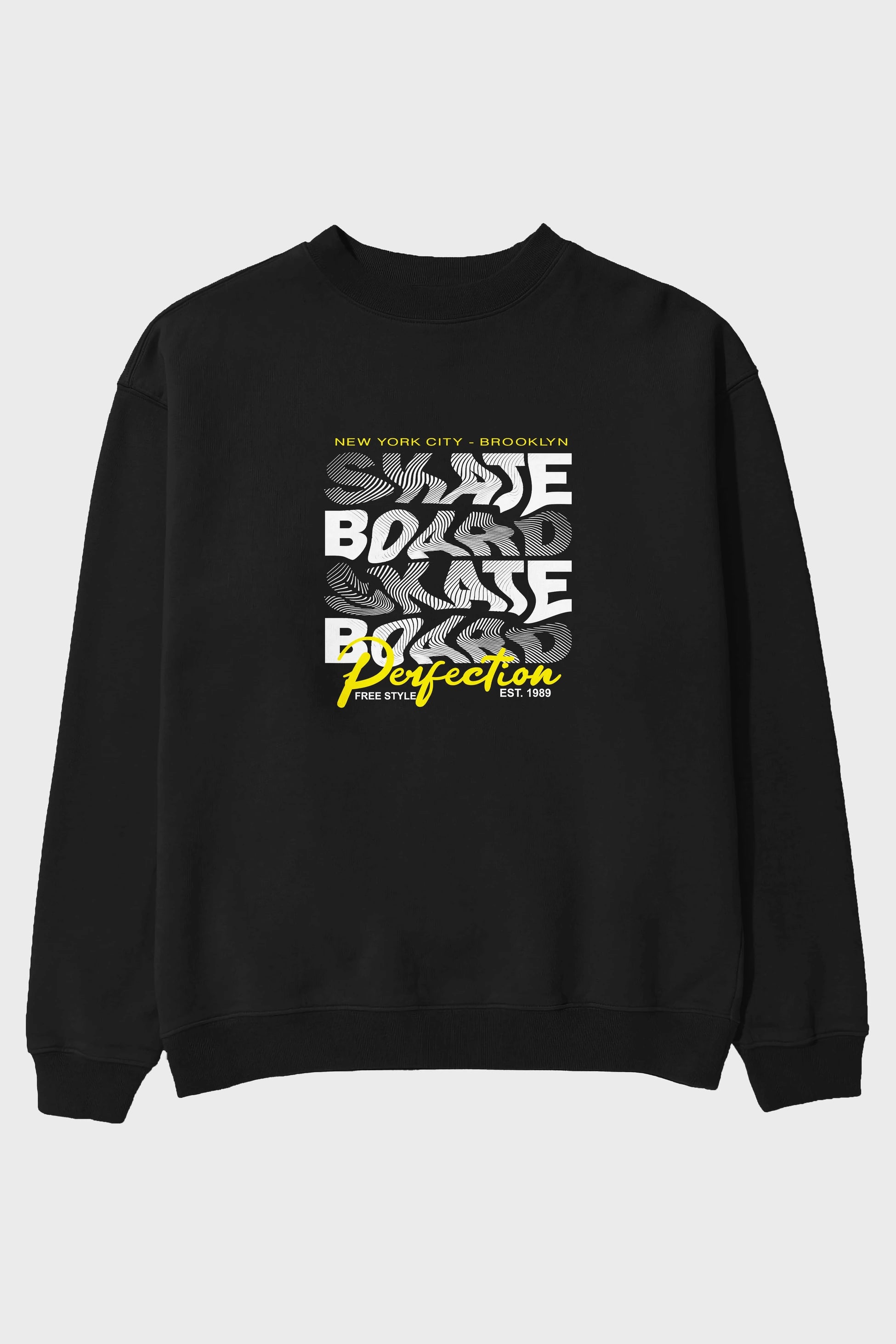 New York City and Brooklyn Ön Baskılı Oversize Sweatshirt Erkek Kadın Unisex
