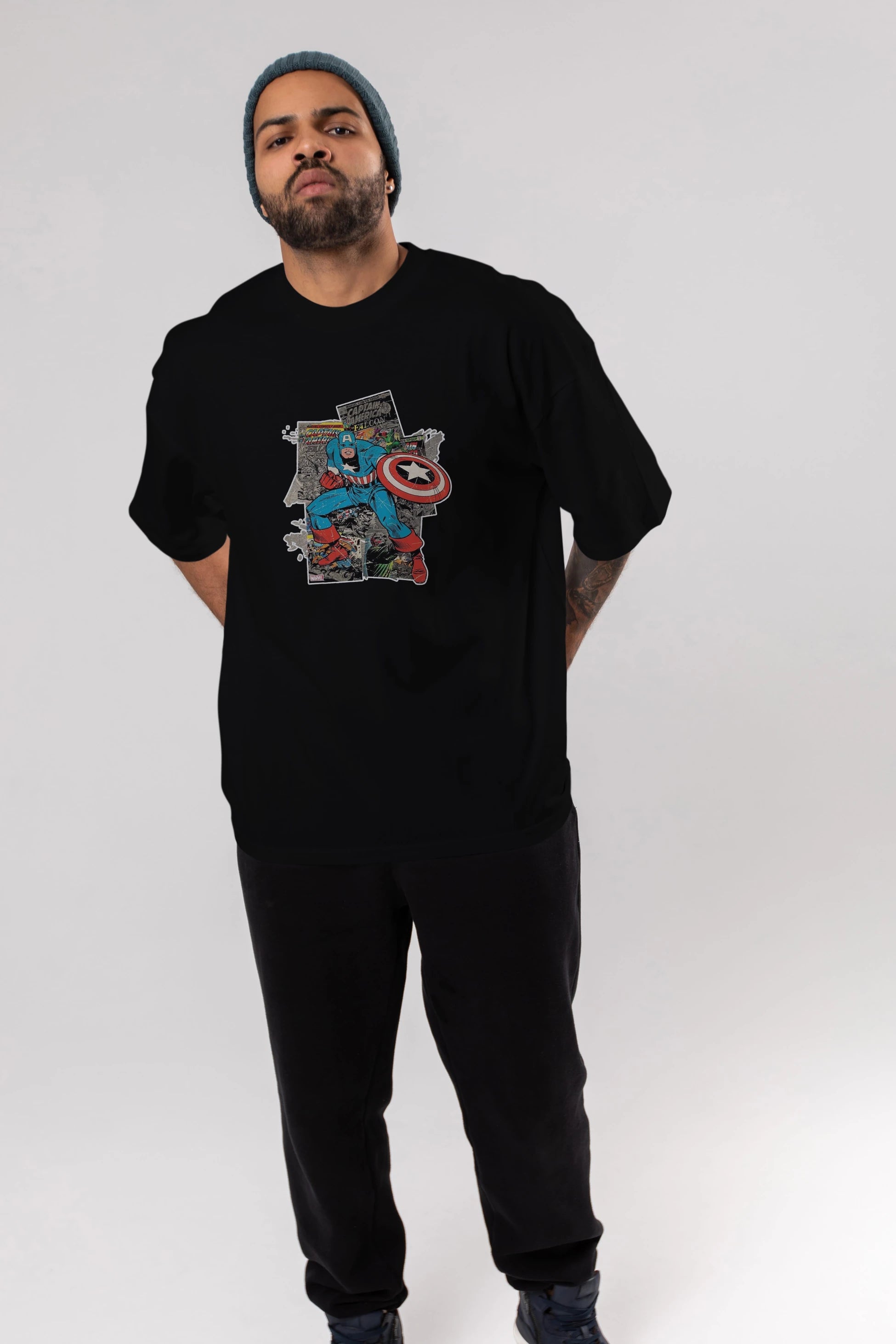 Captain America (2) Ön Baskılı Oversize t-shirt Erkek Kadın Unisex %100 Pamuk Bisiklet Yaka tişort
