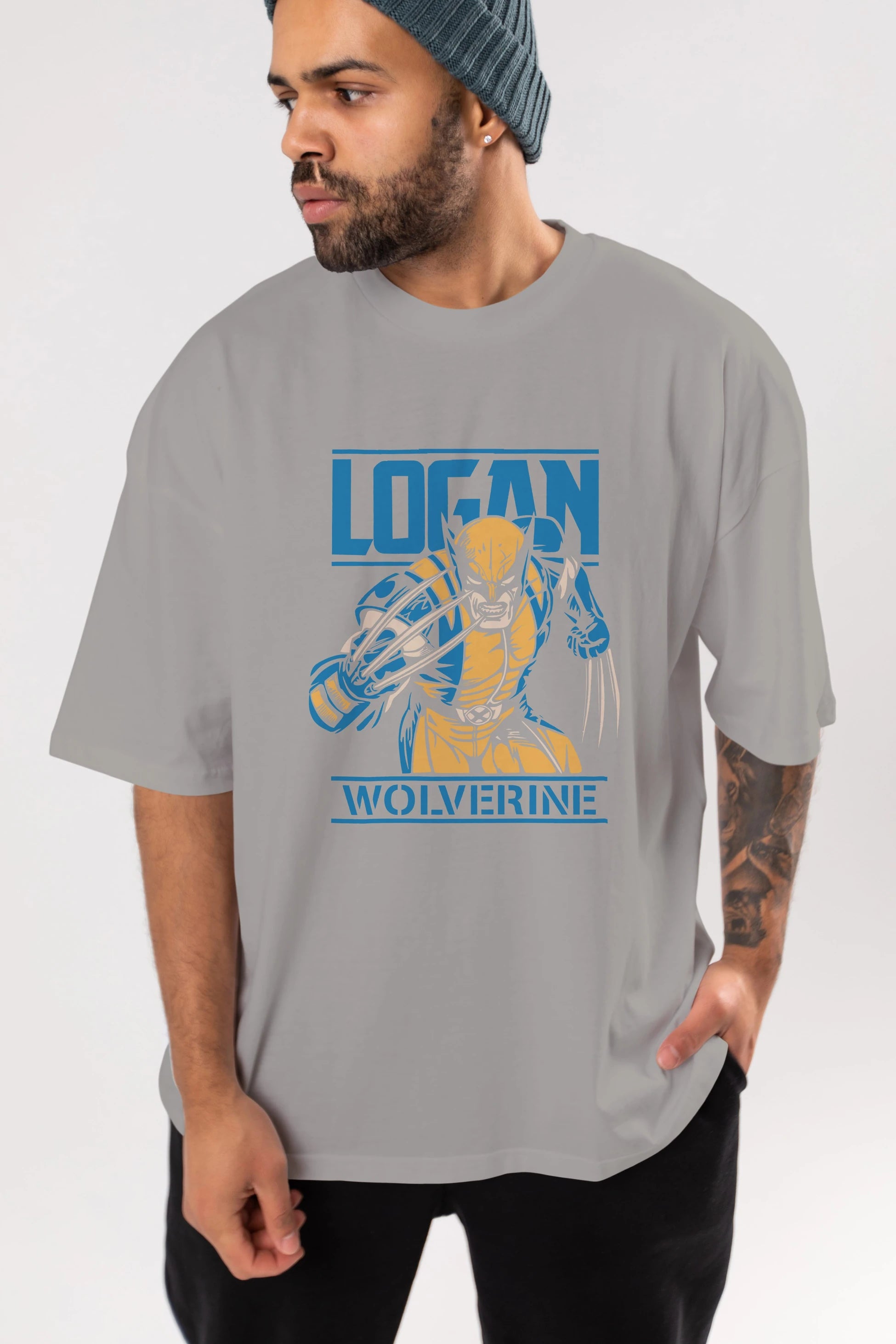 Wolverine Logan Ön Baskılı Oversize t-shirt Erkek Kadın Unisex %100 Pamuk Bisiklet Yaka tişort