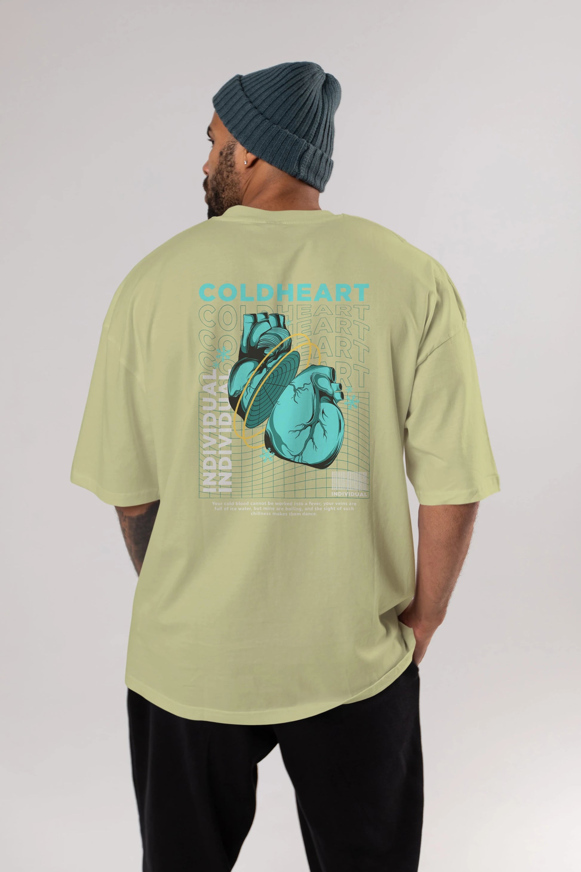 Cold Heart Arka Baskılı Oversize t-shirt Erkek Kadın Unisex