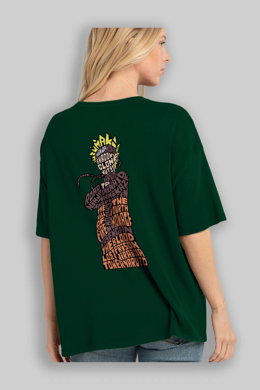 Rasengan Arka Baskılı Oversize t-shirt %100 pamuk Erkek Kadın Unisex