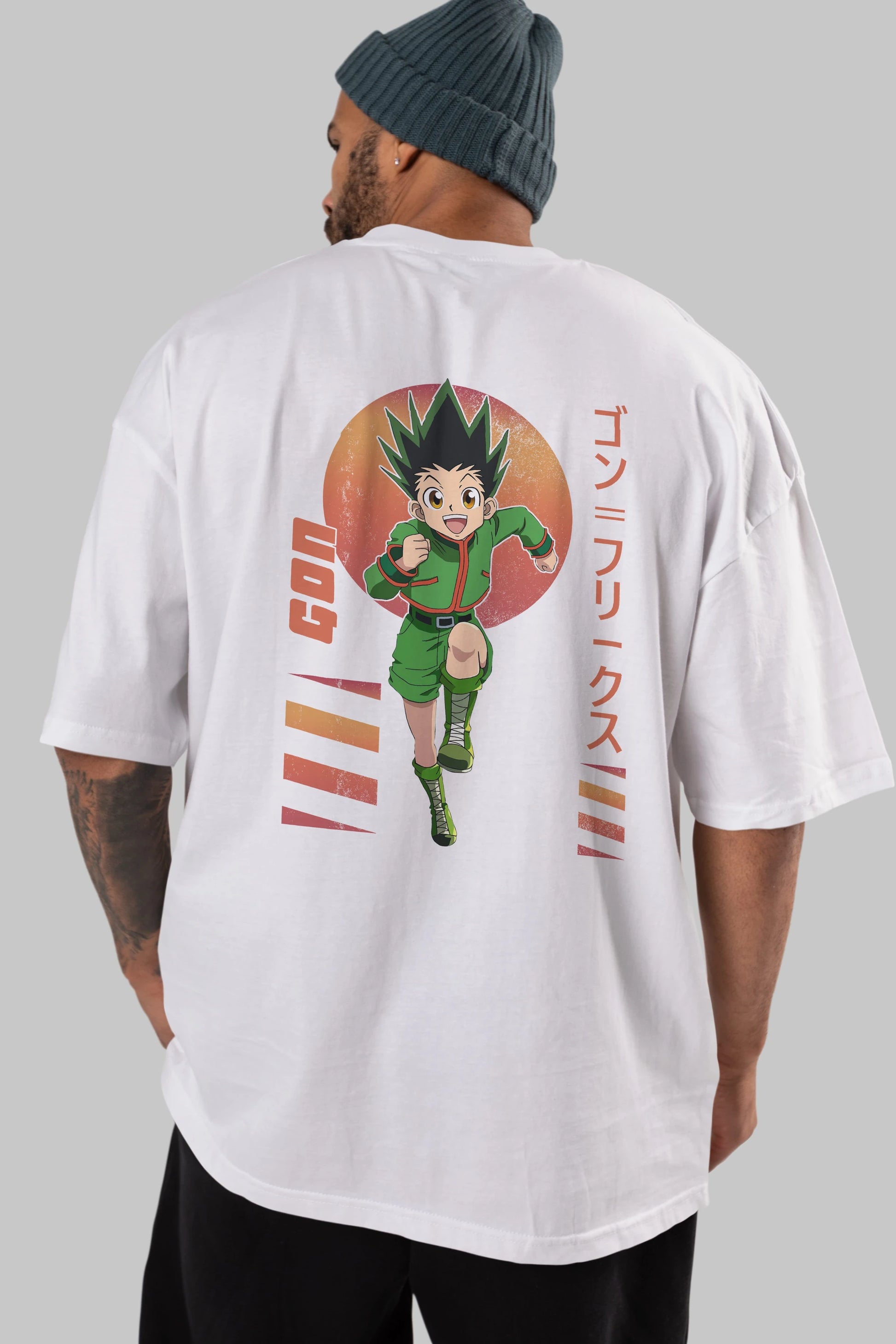 Gon Freecss HUNTER X HUNTER 2 Anime Arka Baskılı Oversize t-shirt Erkek Kadın Unisex