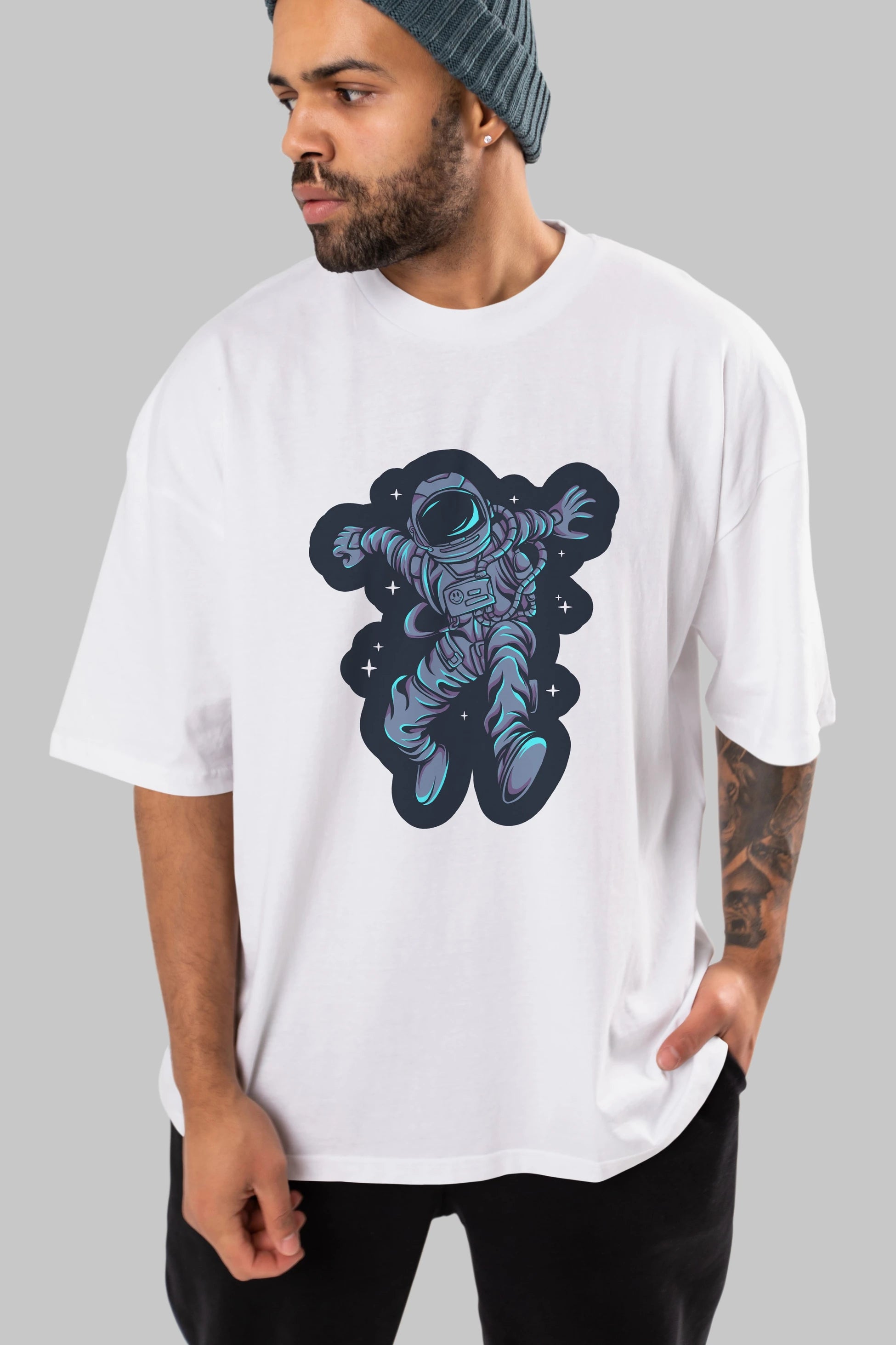 Astrostars sticker Ön Baskılı Oversize t-shirt Erkek Kadın Unisex