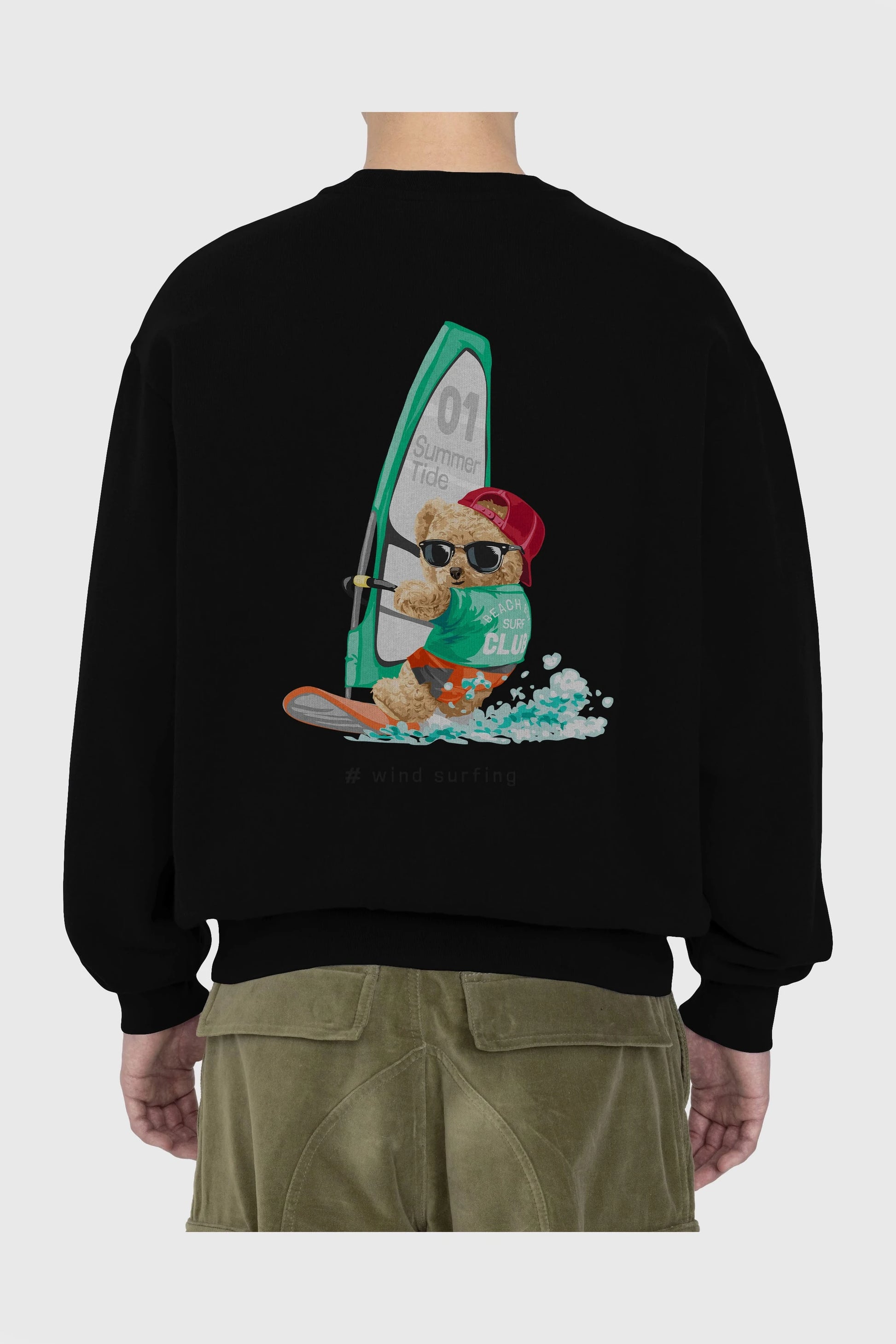 Teddy Bear Summer Tide Arka Baskılı Oversize Sweatshirt Erkek Kadın Unisex