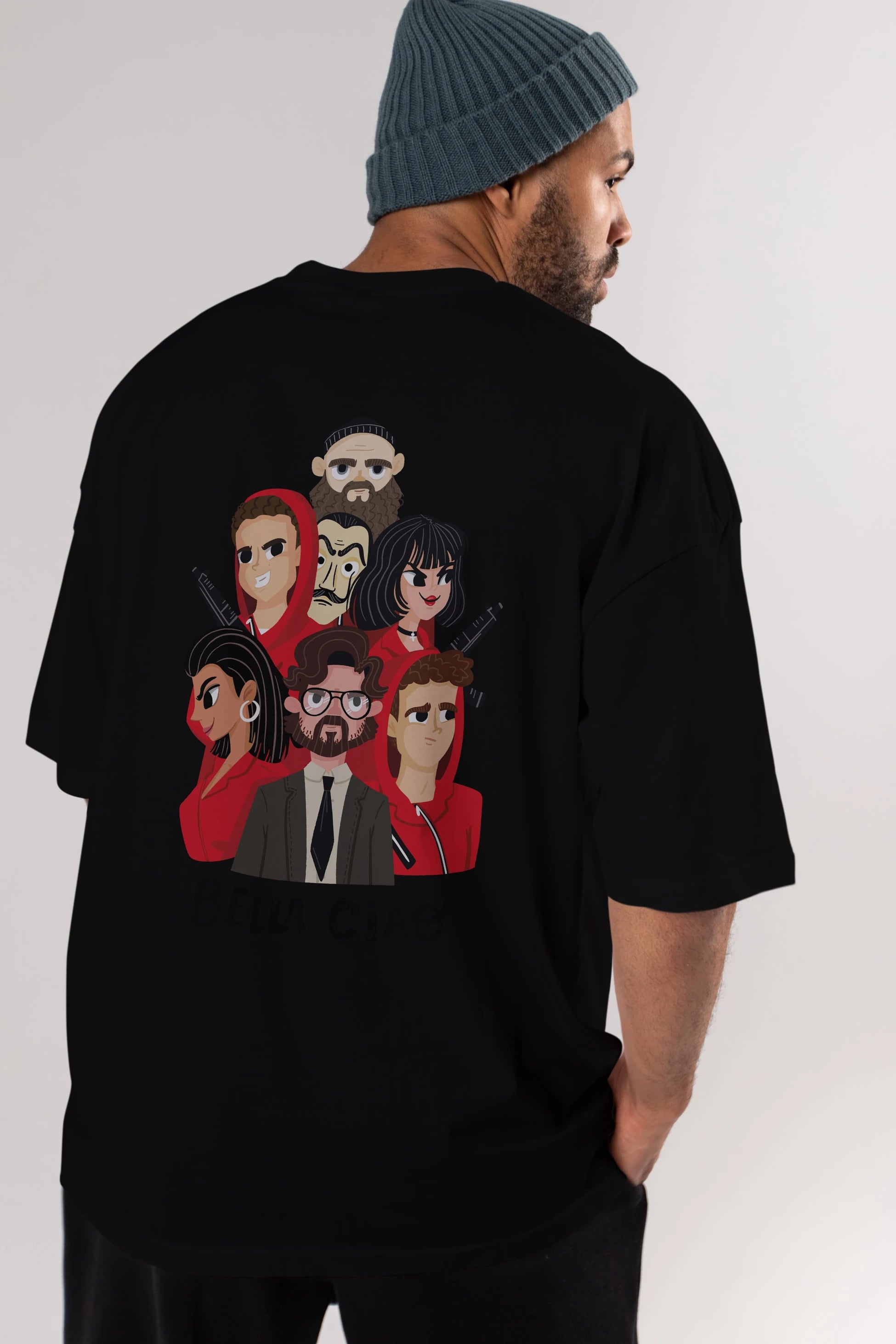La Casa De Papel (13) Arka Baskılı Oversize t-shirt Erkek Kadın Unisex %100 Pamuk Bisiklet Yaka tişort