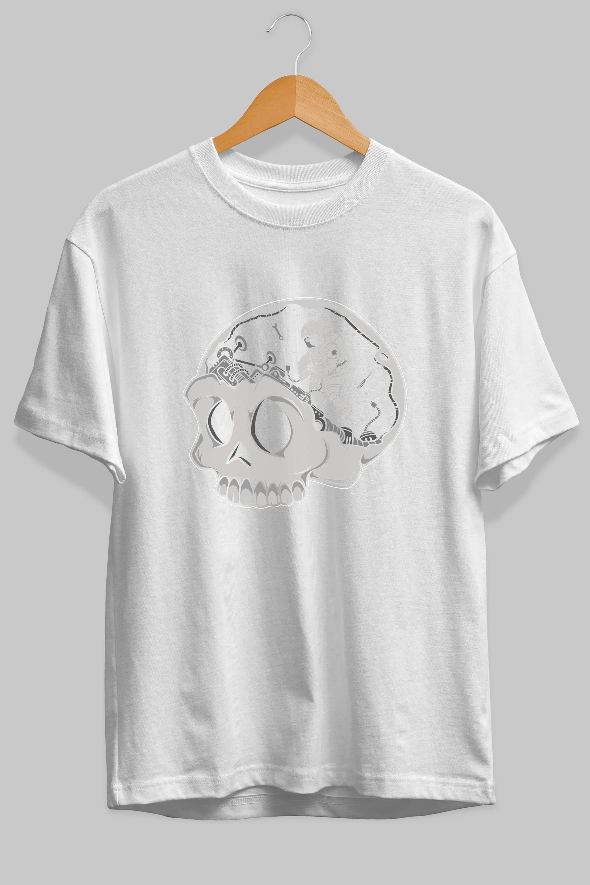 Astronaut Skull Brain Ön Baskılı Oversize t-shirt Erkek Kadın Unisex
