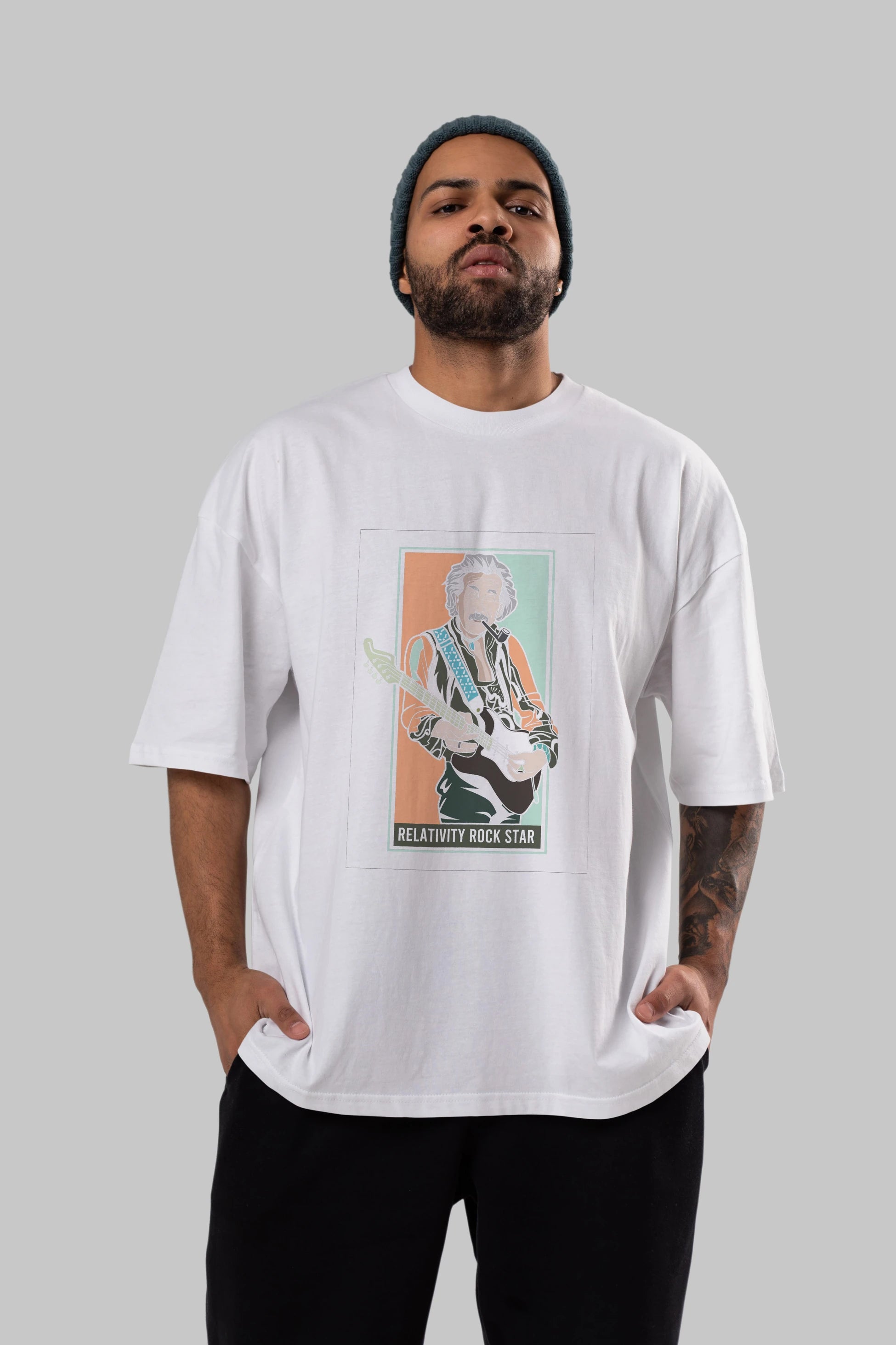 Jimmy Einstein Ön Baskılı Oversize t-shirt Erkek Kadın Unisex %100 Pamuk tişort