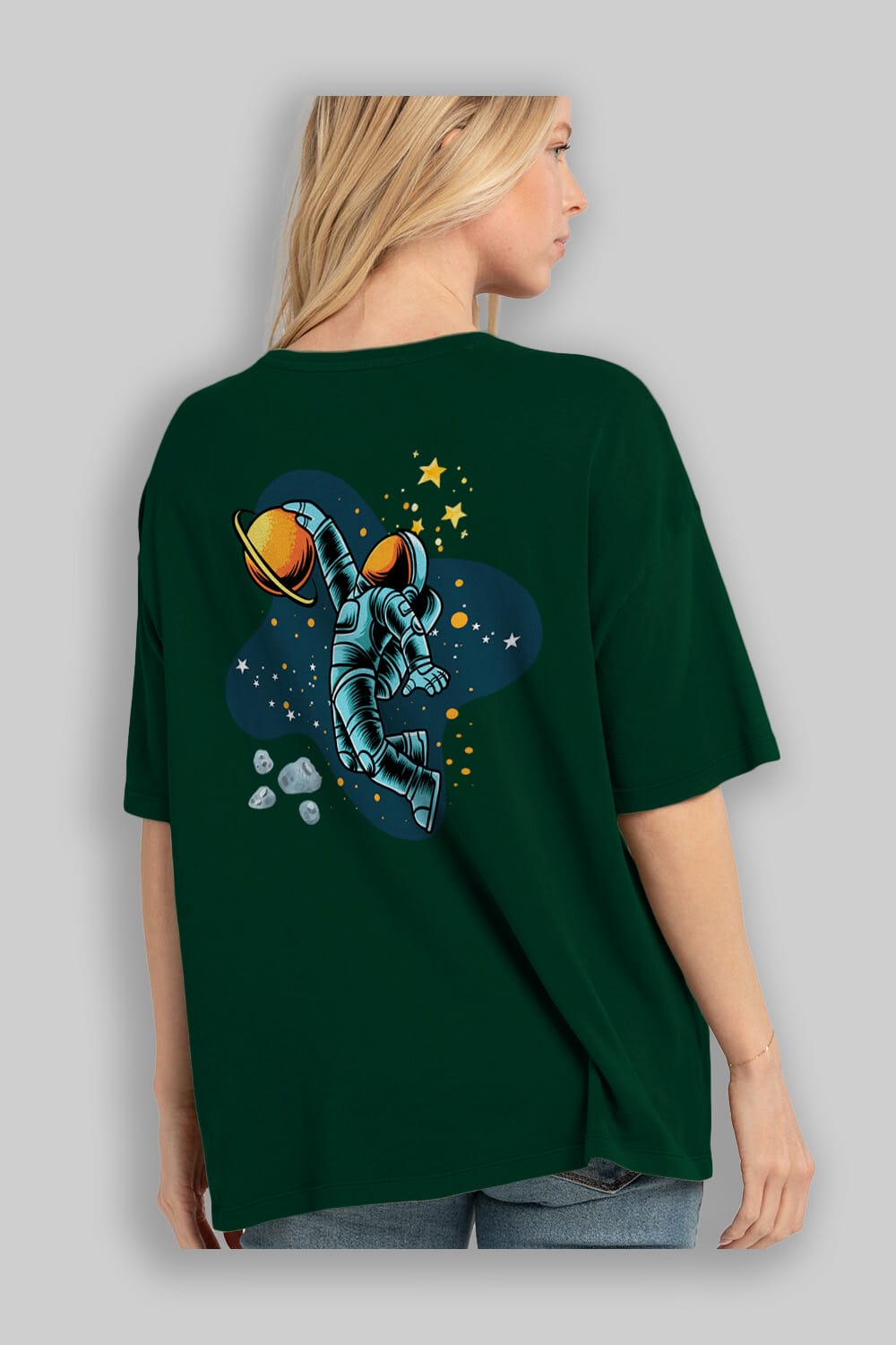 Astronot Basketbol Arka Baskılı Oversize t-shirt Erkek Kadın Unisex