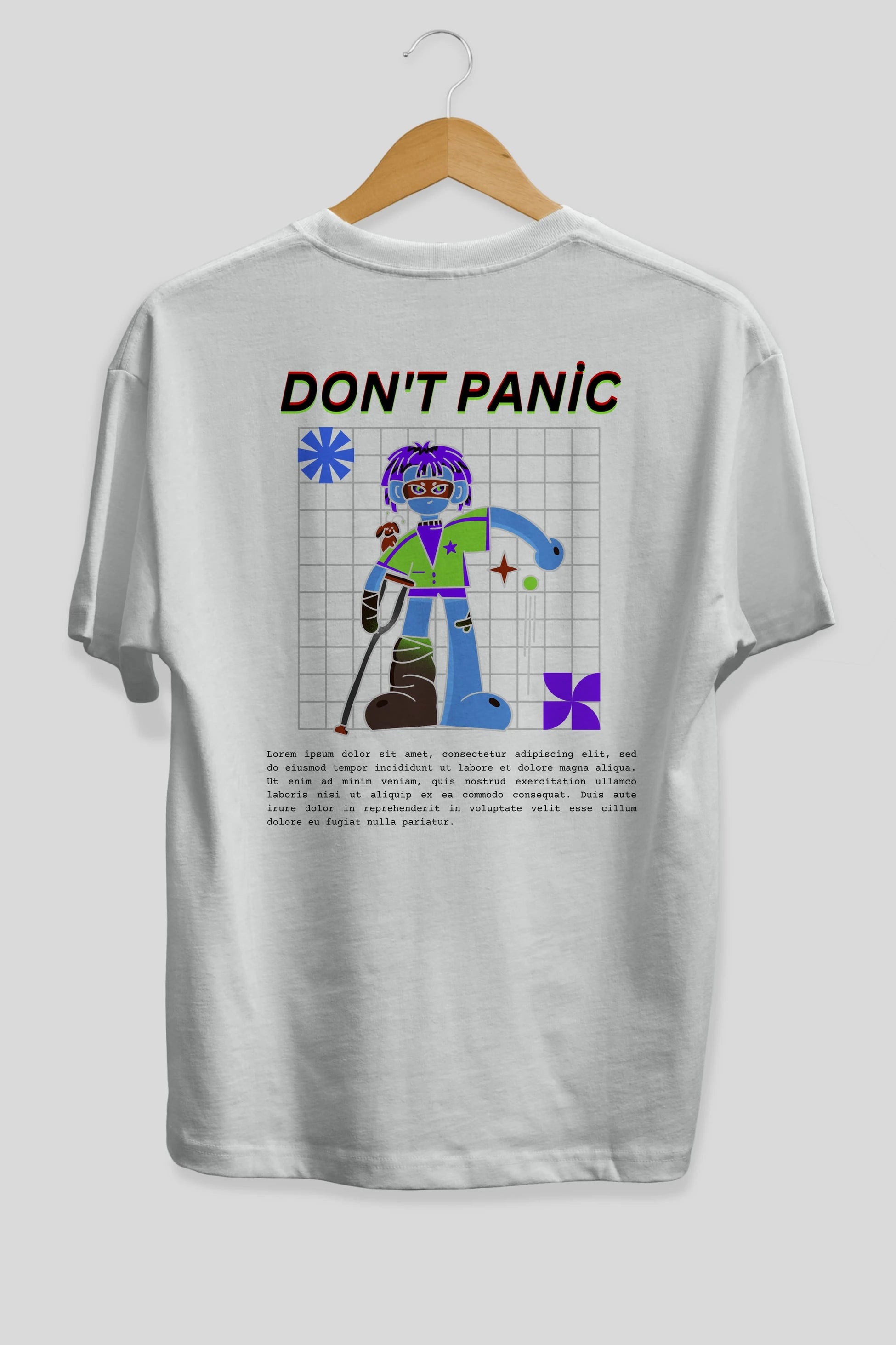 Dont Panic Yazılı Arka Baskılı Oversize t-shirt Erkek Kadın Unisex
