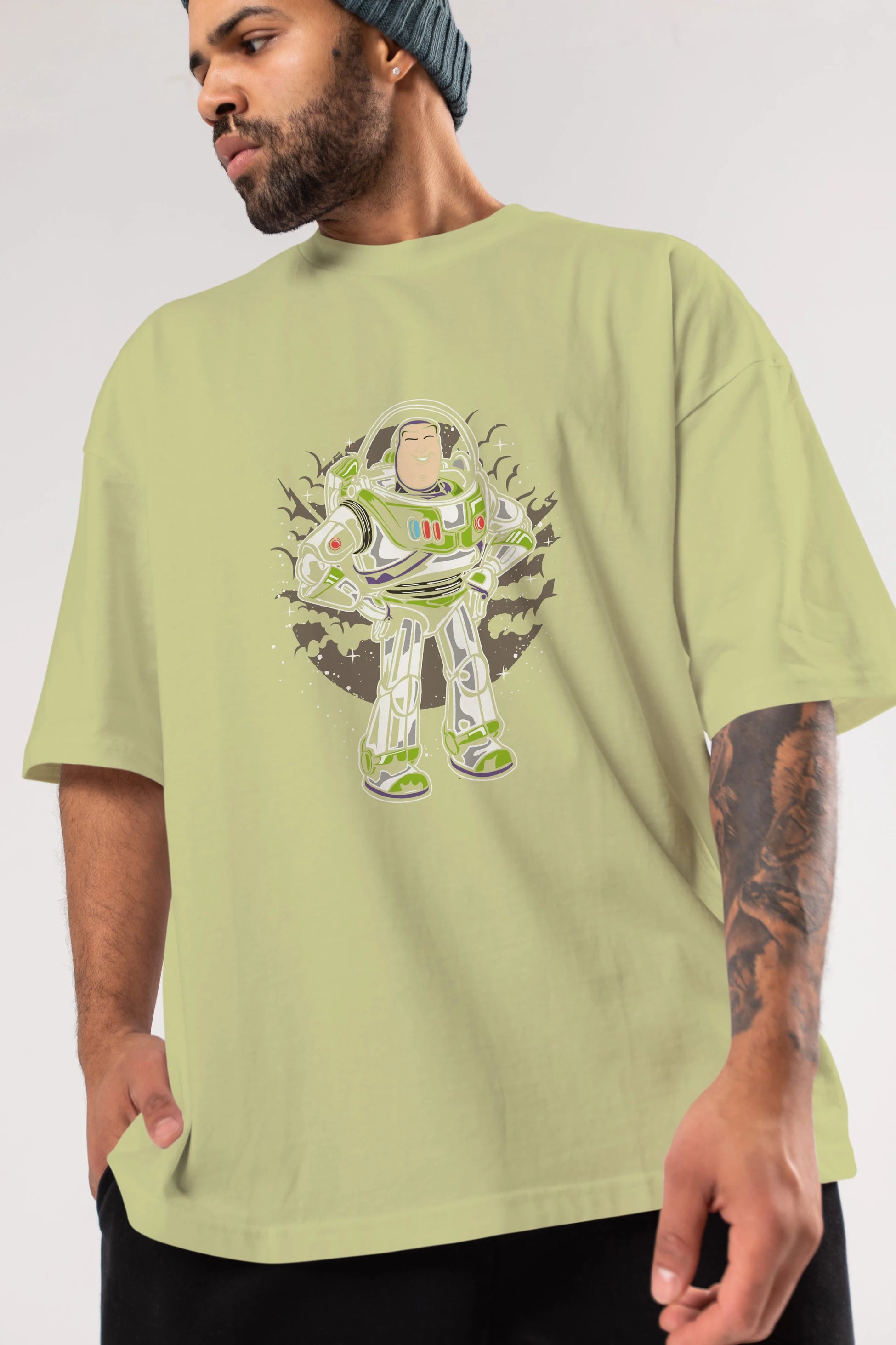 Buzz Ön Baskılı Oversize t-shirt Erkek Kadın Unisex %100 Pamuk tişort