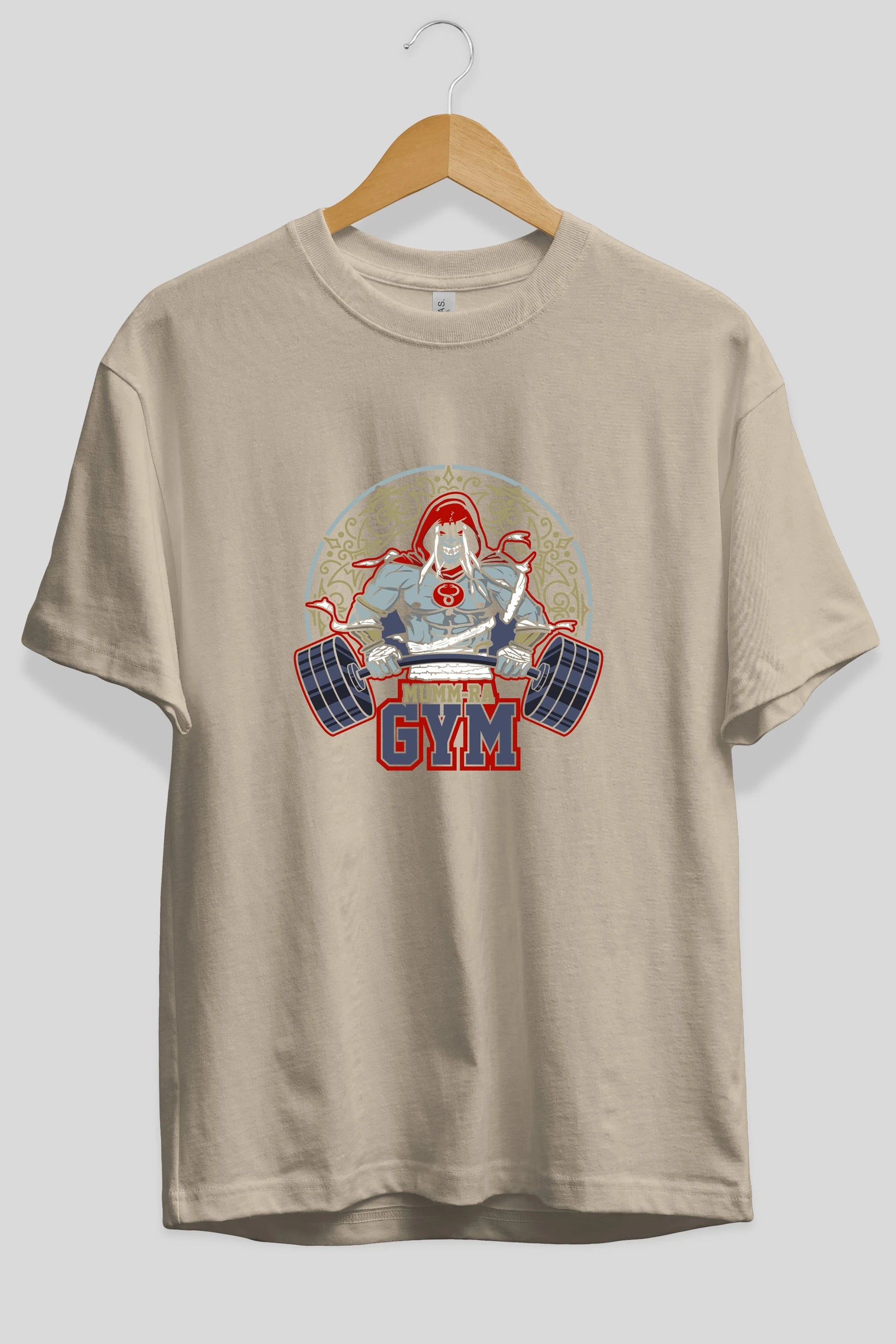 Mumm-ra GYM Ön Baskılı Oversize t-shirt Erkek Kadın Unisex %100 Pamuk Bisiklet Yaka tişort