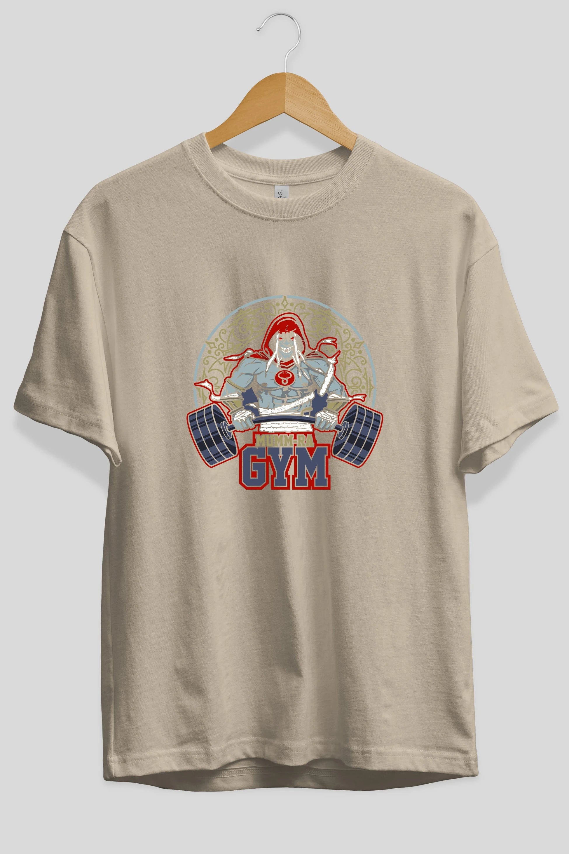 Mumm-ra GYM Ön Baskılı Oversize t-shirt Erkek Kadın Unisex %100 Pamuk Bisiklet Yaka tişort