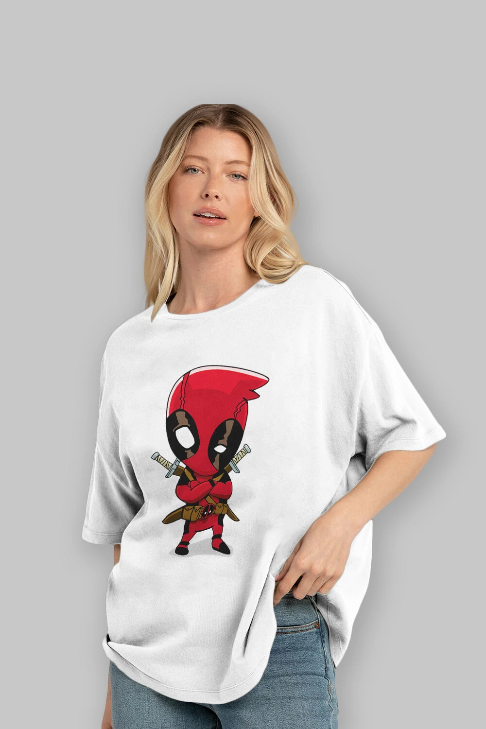 Deadpool (19) Ön Baskılı Oversize t-shirt Erkek Kadın Unisex %100 Pamuk Bisiklet Yaka tişort