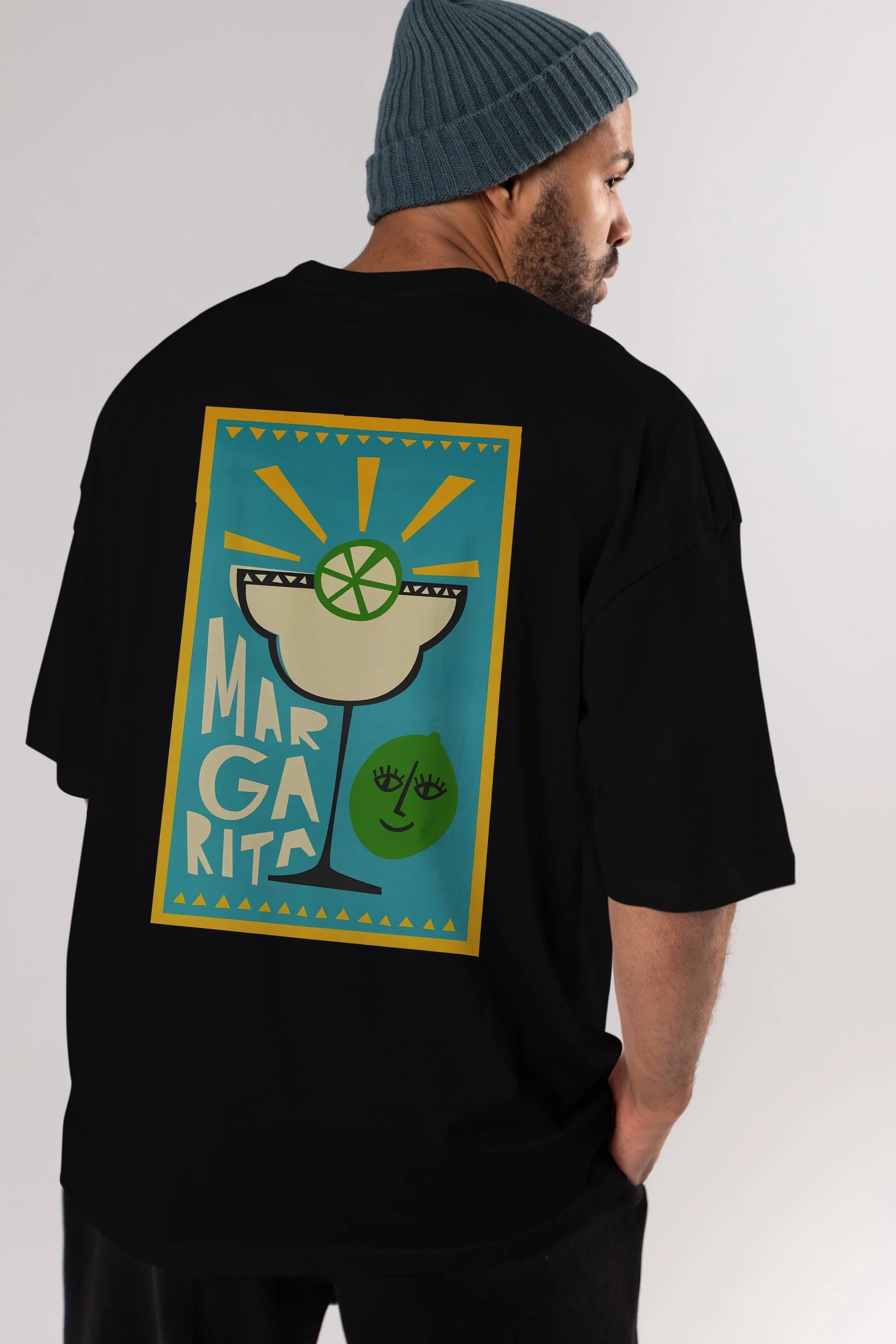 Margarita 4 Arka Baskılı Oversize t-shirt Erkek Kadın Unisex %100 Pamuk Bisiklet Yaka tişort