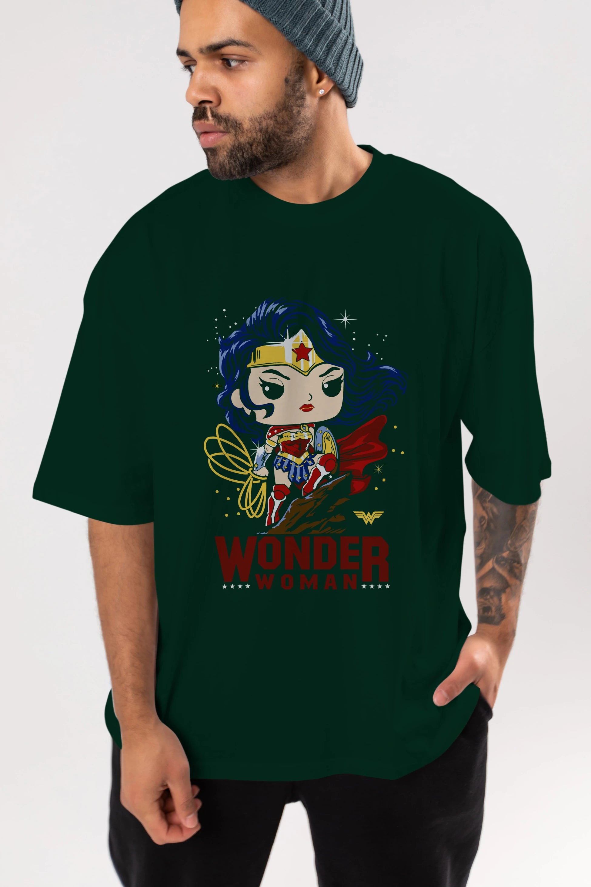 Wonder Woman (2) Ön Baskılı Oversize t-shirt Erkek Kadın Unisex %100 Pamuk Bisiklet Yaka tişort