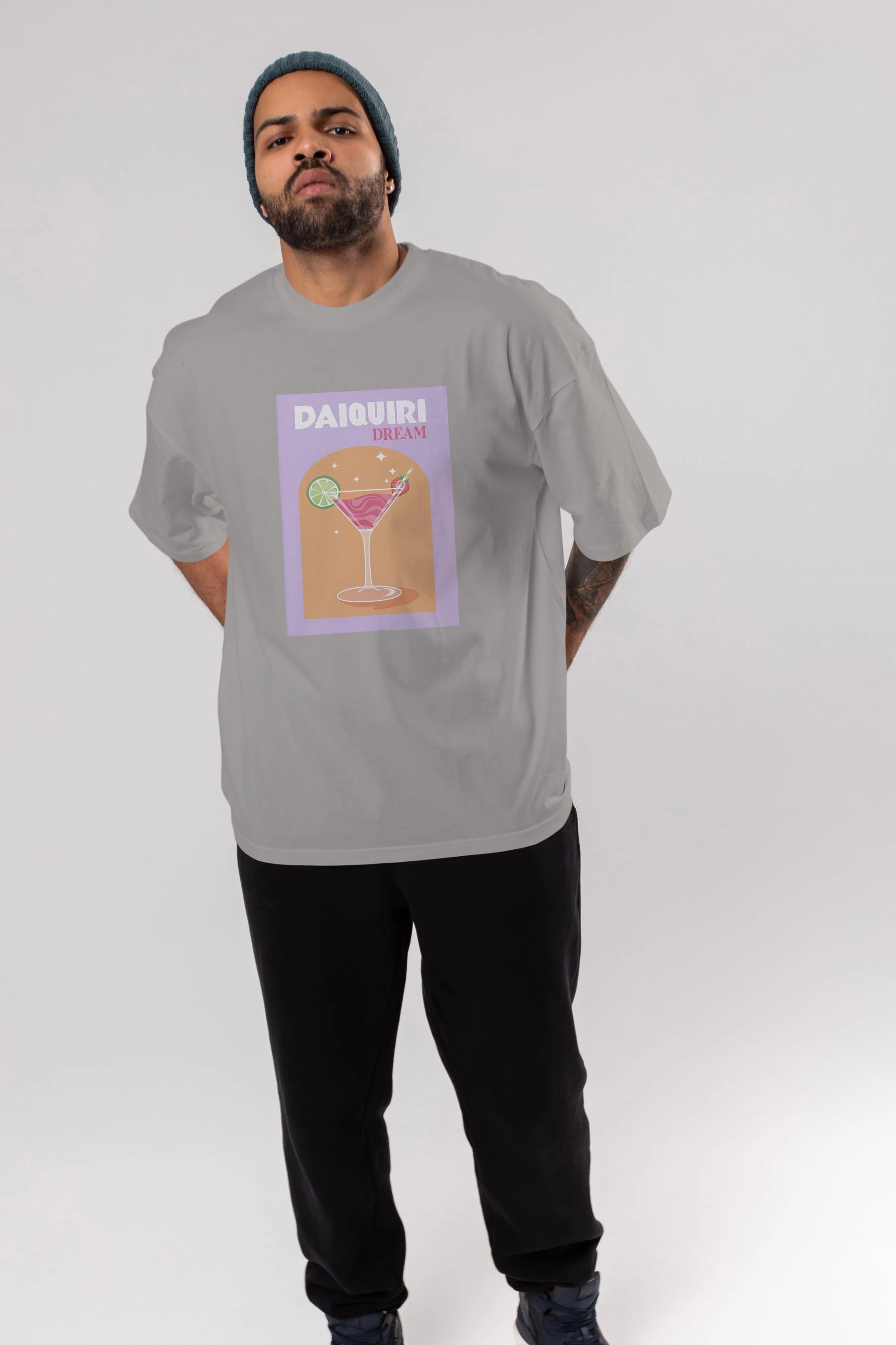 Daiquiri Dream Ön Baskılı Oversize t-shirt Erkek Kadın Unisex %100 Pamuk Bisiklet Yaka tişort