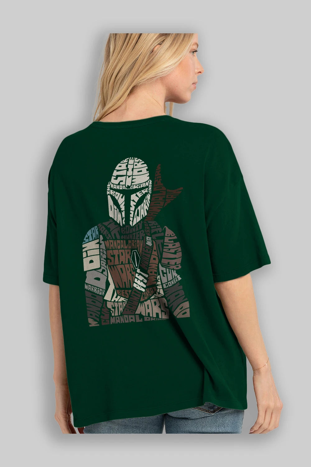 Mandalorian Arka Baskılı Oversize t-shirt %100 pamuk Erkek Kadın Unisex