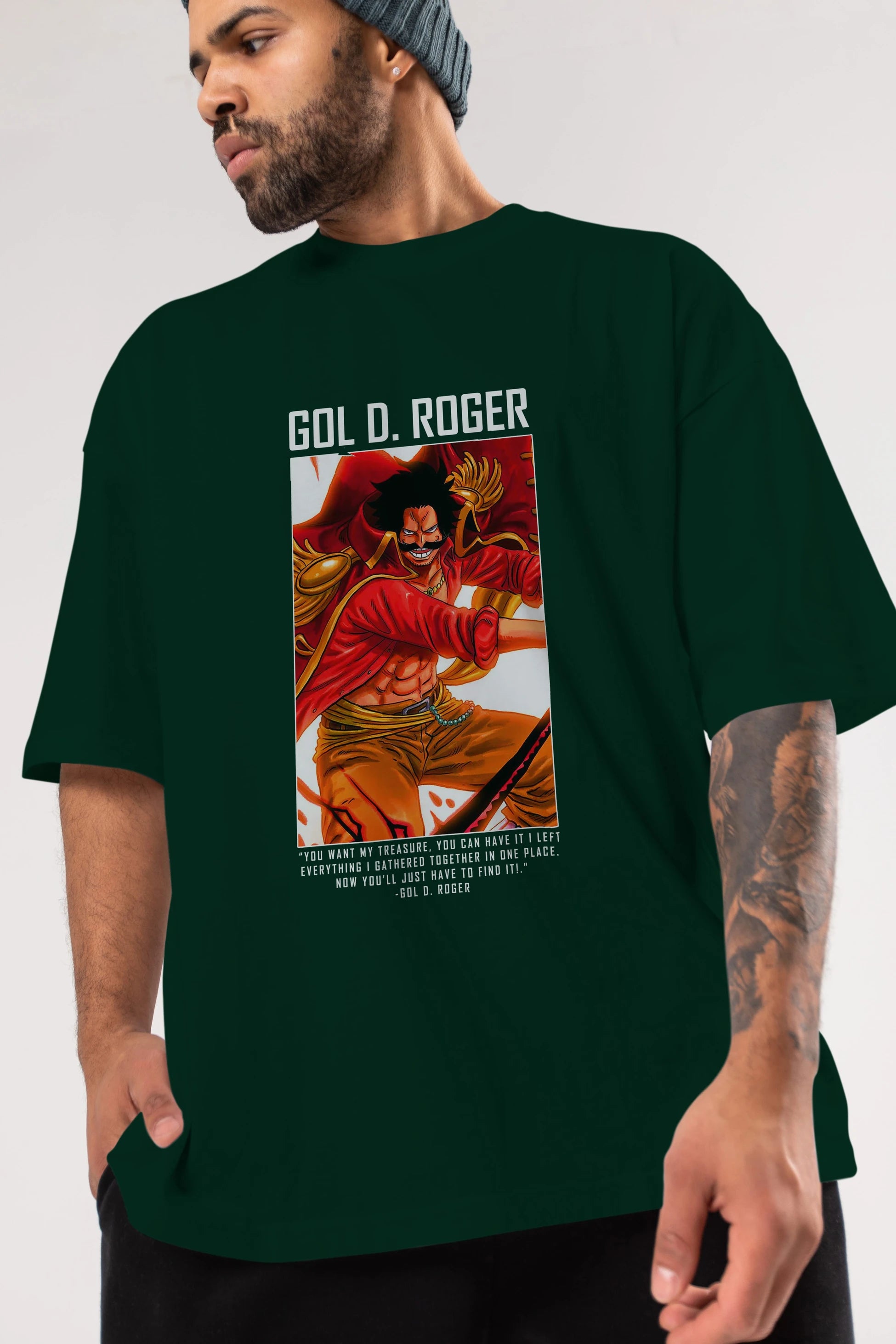 Gol D. Roger Anime Ön Baskılı Oversize t-shirt Erkek Kadın Unisex
