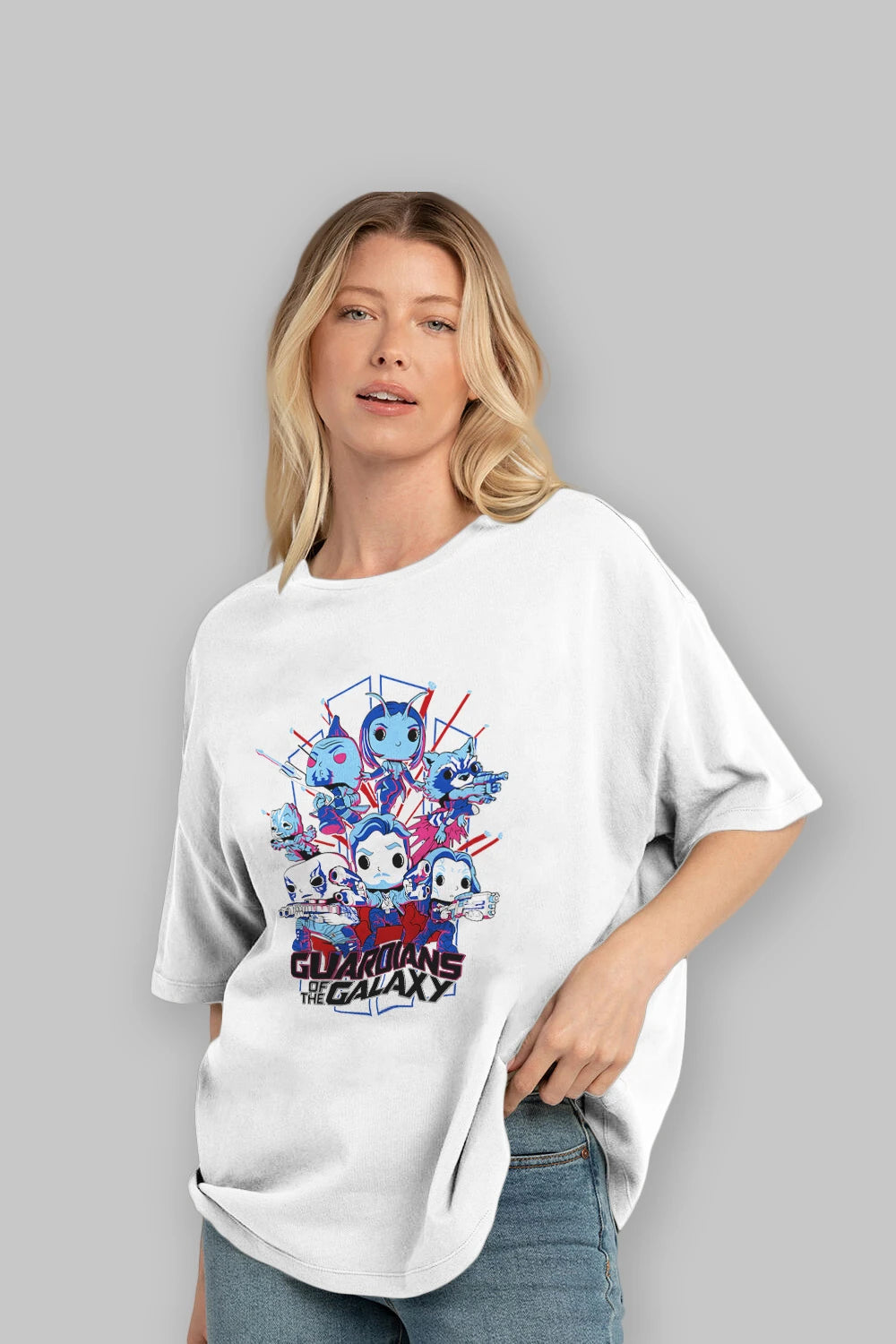 Guardians of the Galaxy Ön Baskılı Oversize t-shirt Erkek Kadın Unisex %100 Pamuk Bisiklet Yaka tişort