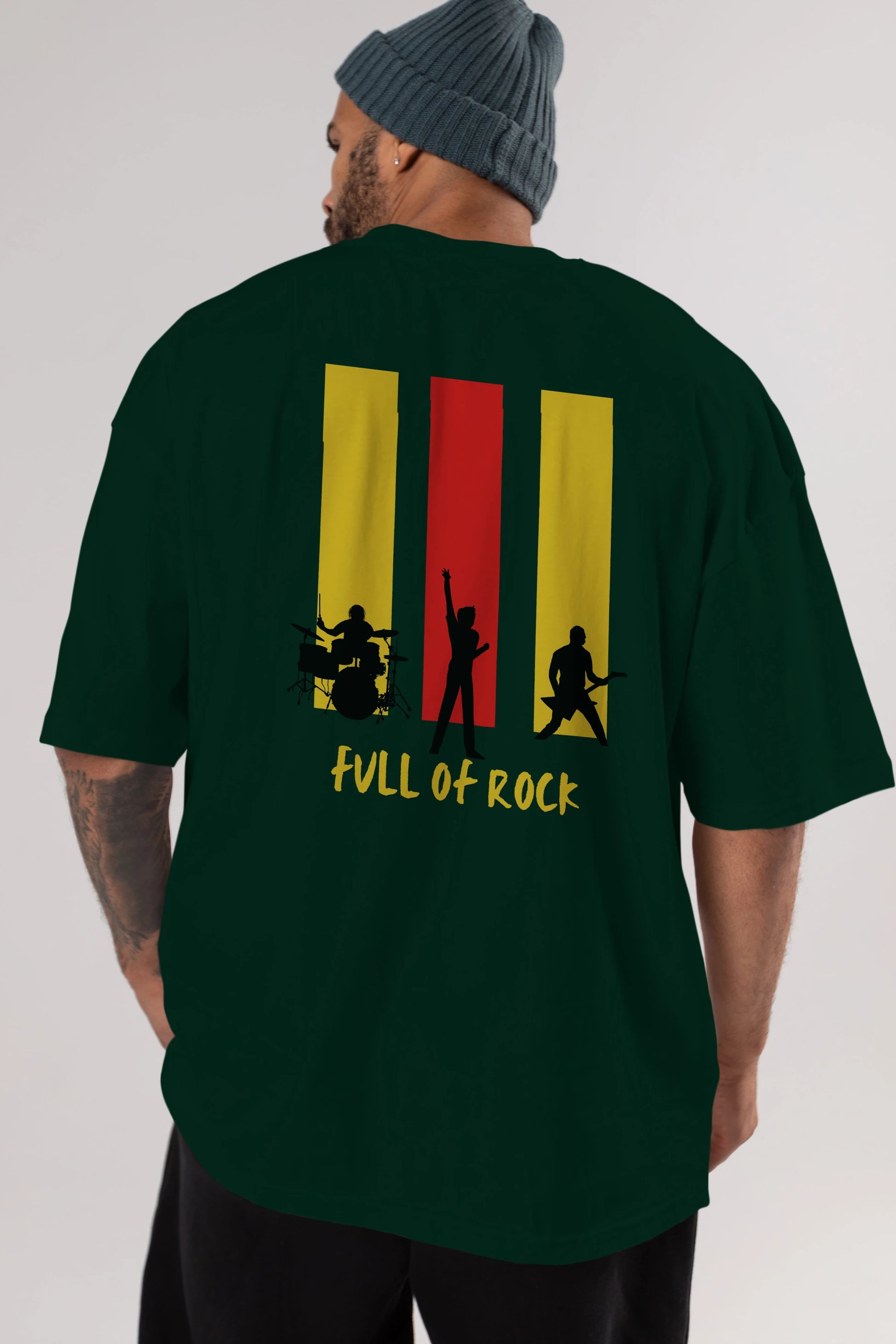 Full of Rock Yazılı Arka Baskılı Oversize t-shirt Erkek Kadın Unisex