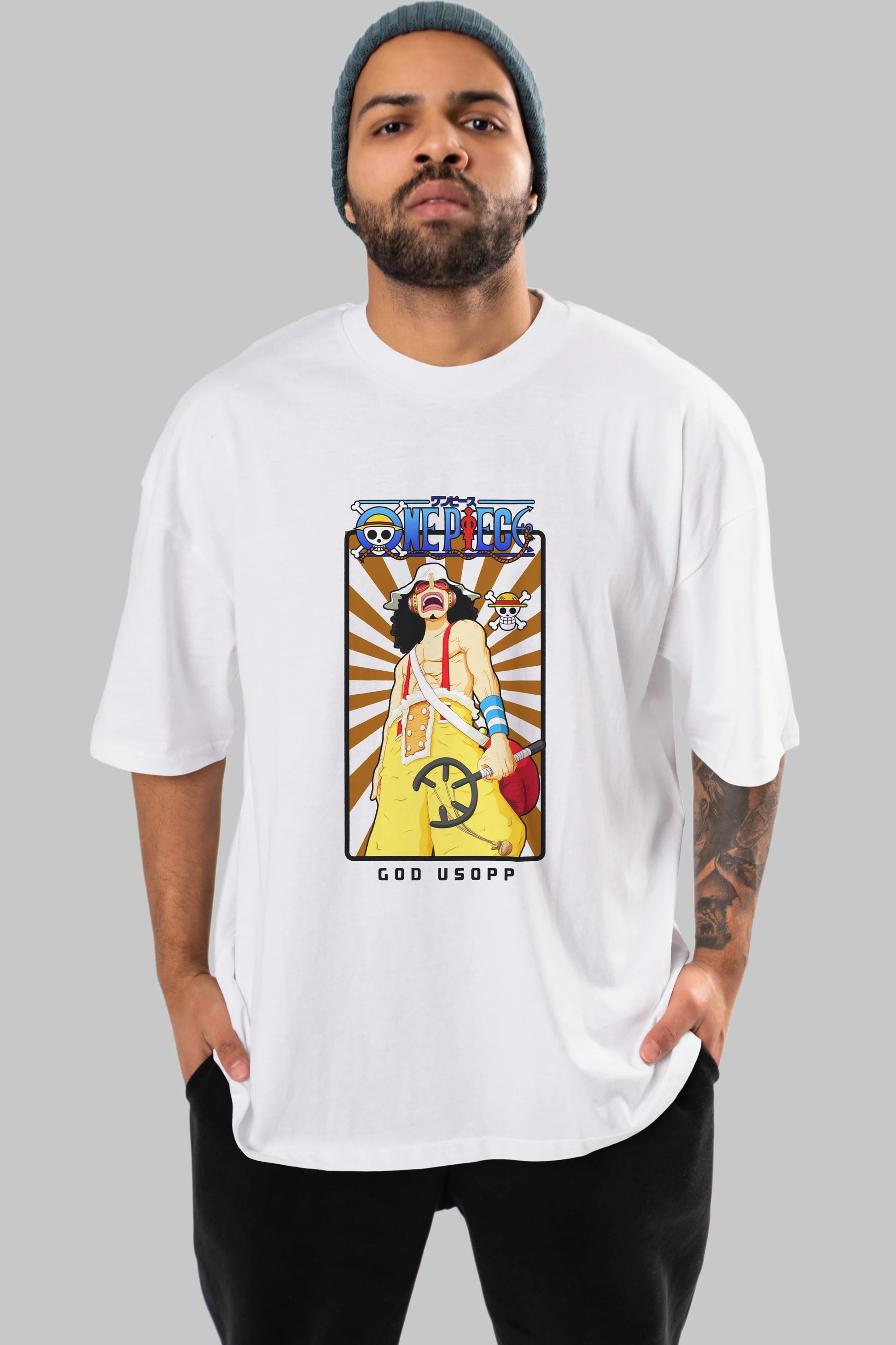Usopp Anime Ön Baskılı Oversize t-shirt Erkek Kadın Unisex