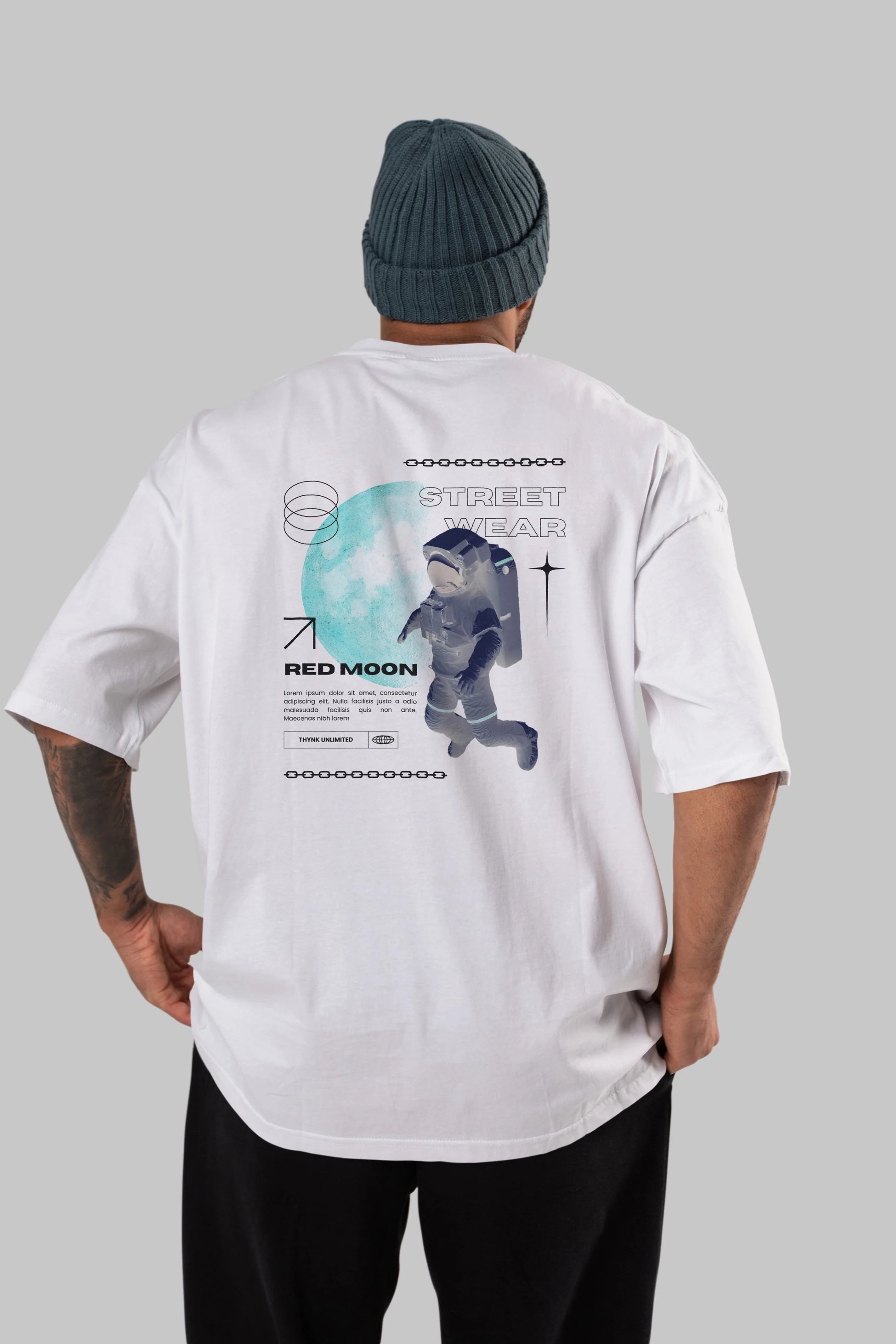 Red Moon Streetwear Arka Baskılı Oversize t-shirt Erkek Kadın Unisex