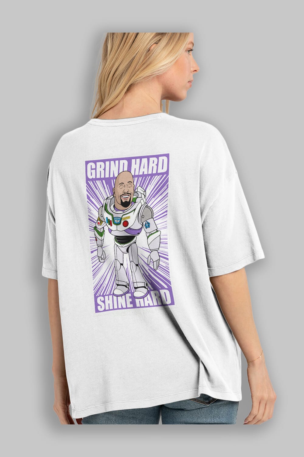Dwayne Johnson Buzz Lightyear Arka Baskılı Oversize t-shirt Erkek Kadın Unisex %100 Pamuk tişort
