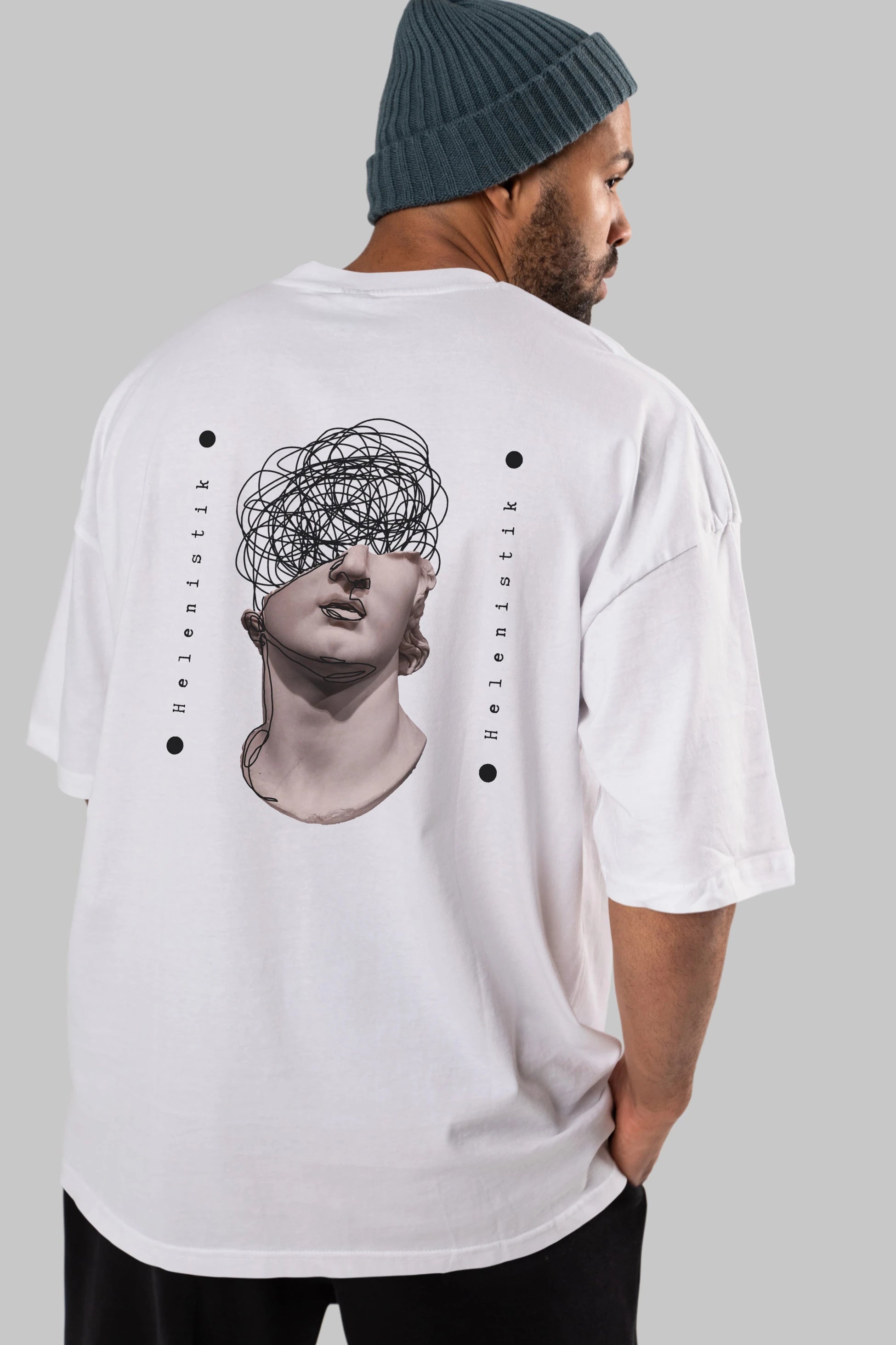 Heykel 2 Arka Baskılı Oversize t-shirt Erkek Kadın Unisex