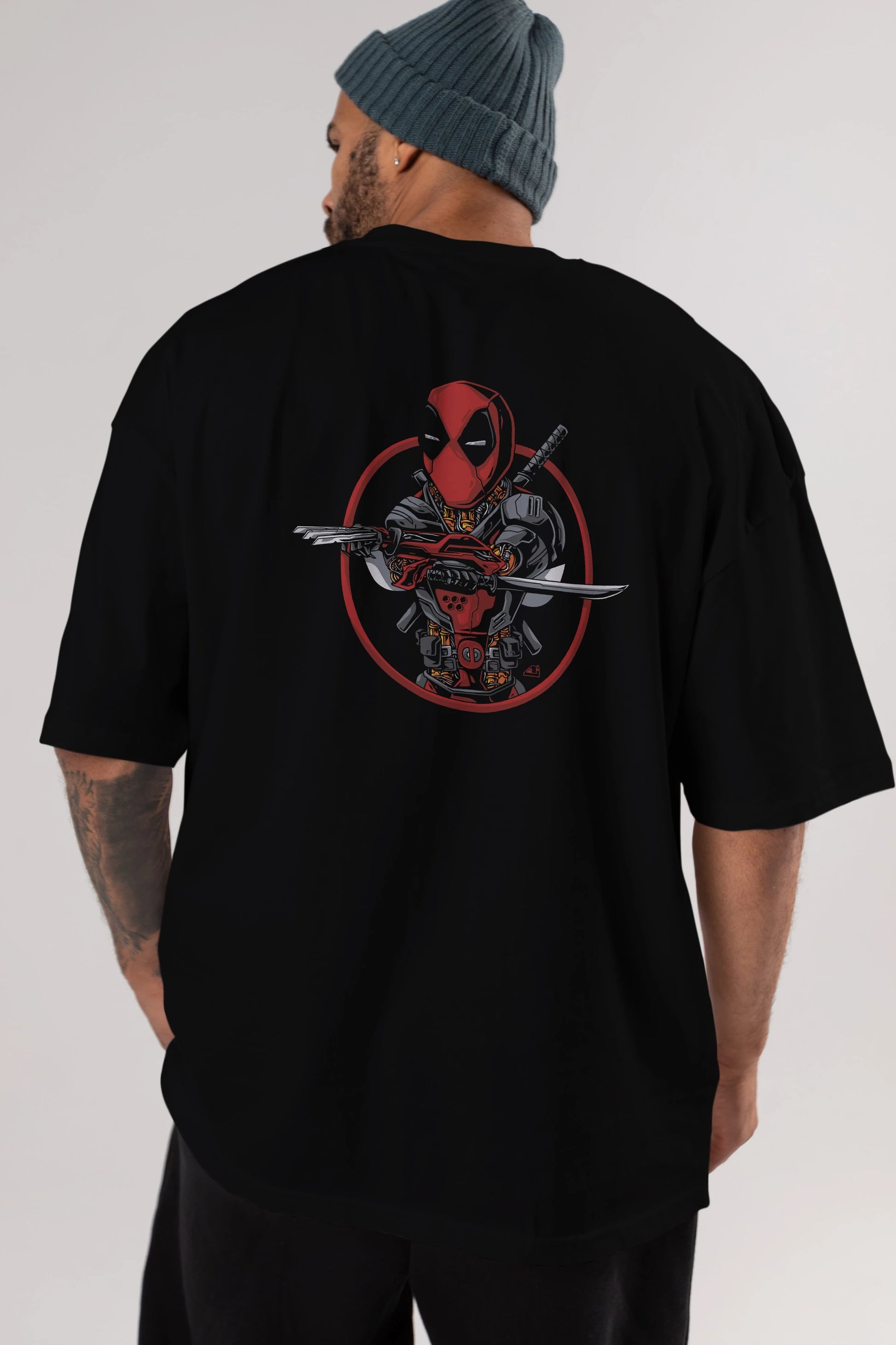 Deadpool (5) Arka Baskılı Oversize t-shirt Erkek Kadın Unisex %100 Pamuk Bisiklet Yaka tişort