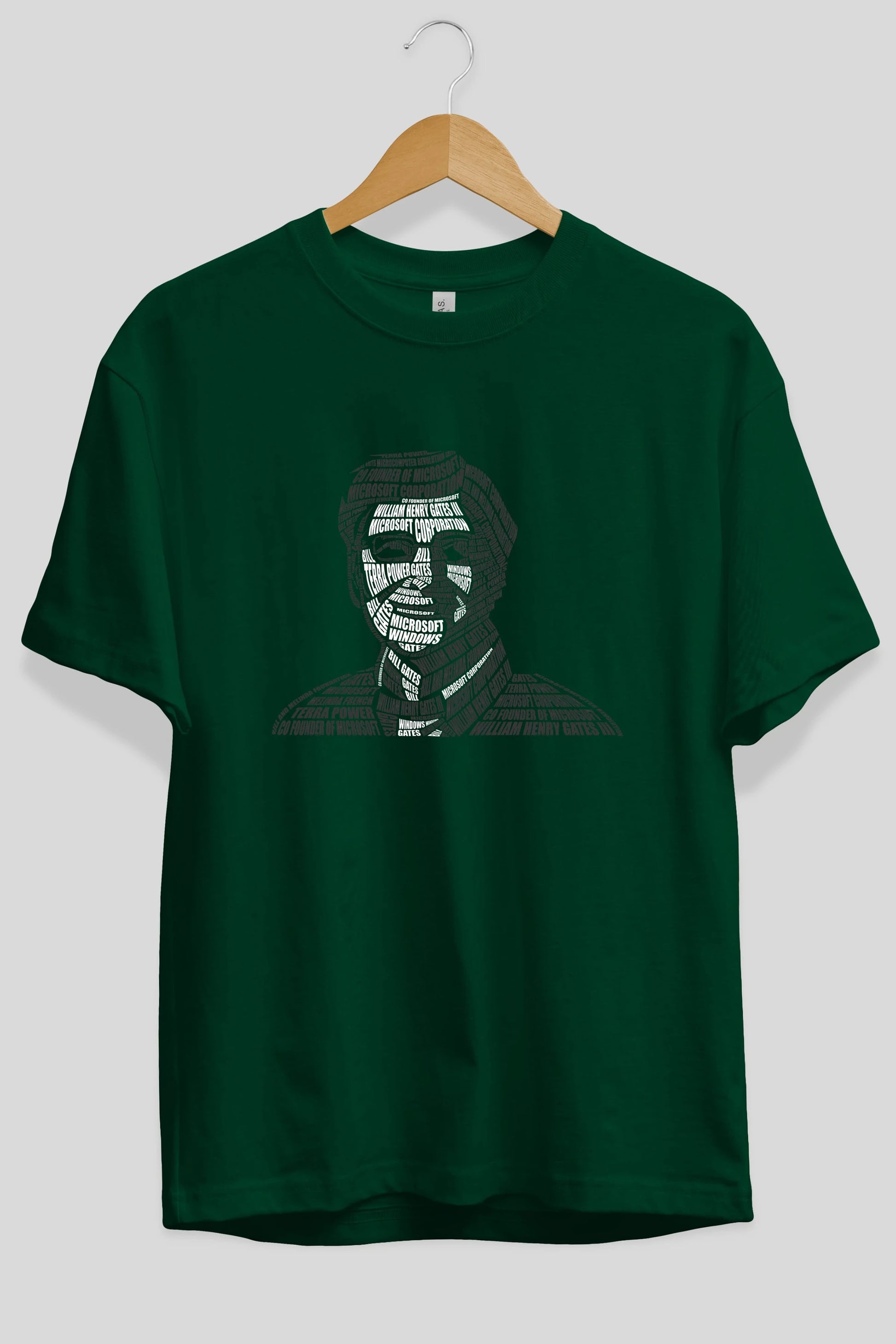 Bill Gates Calligram Ön Baskılı Oversize t-shirt %100 pamuk Erkek Kadın Unisex